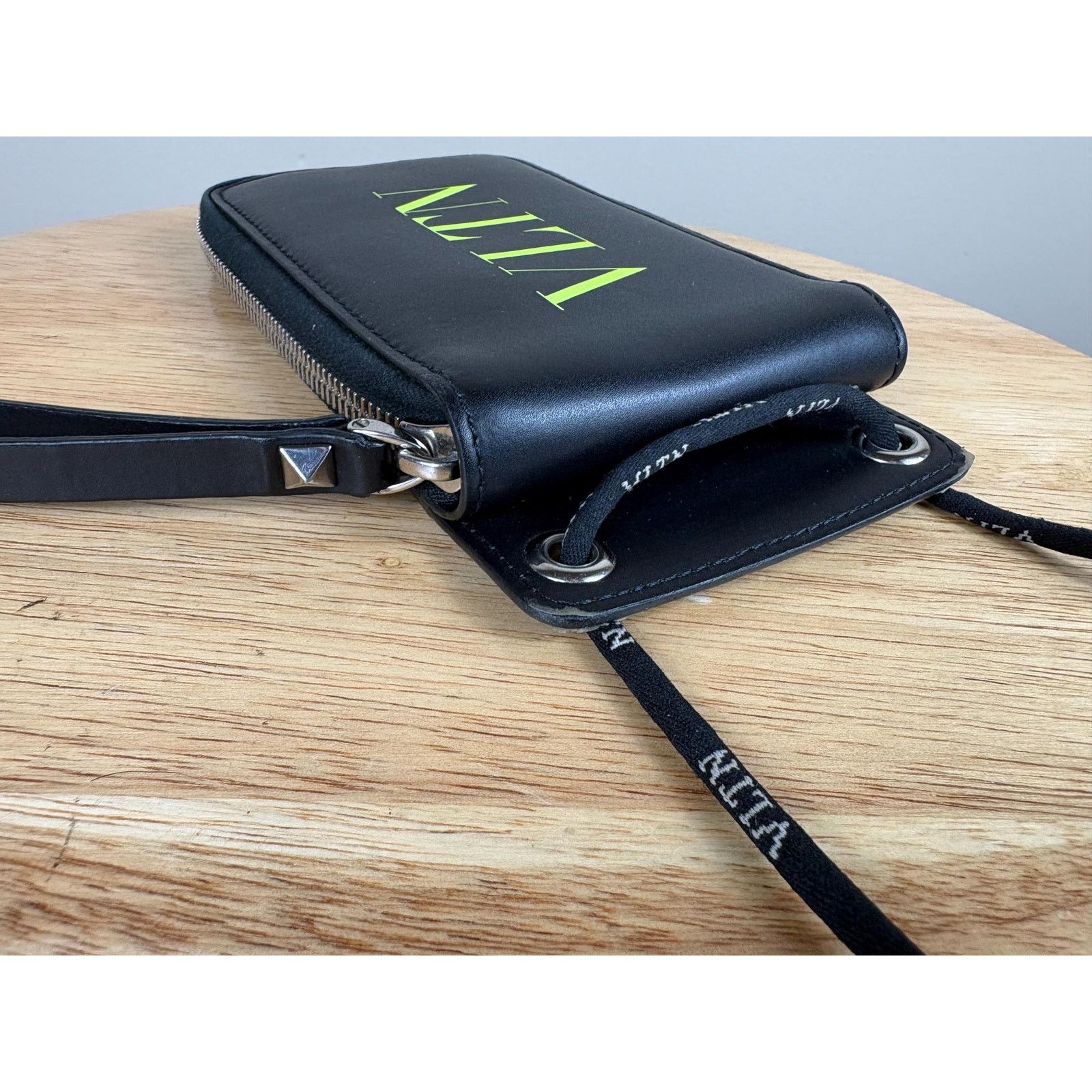 Valentino Authentic Valentino Black Leather Bifold Wallet with Strap Size ONE SIZE - 6 Thumbnail