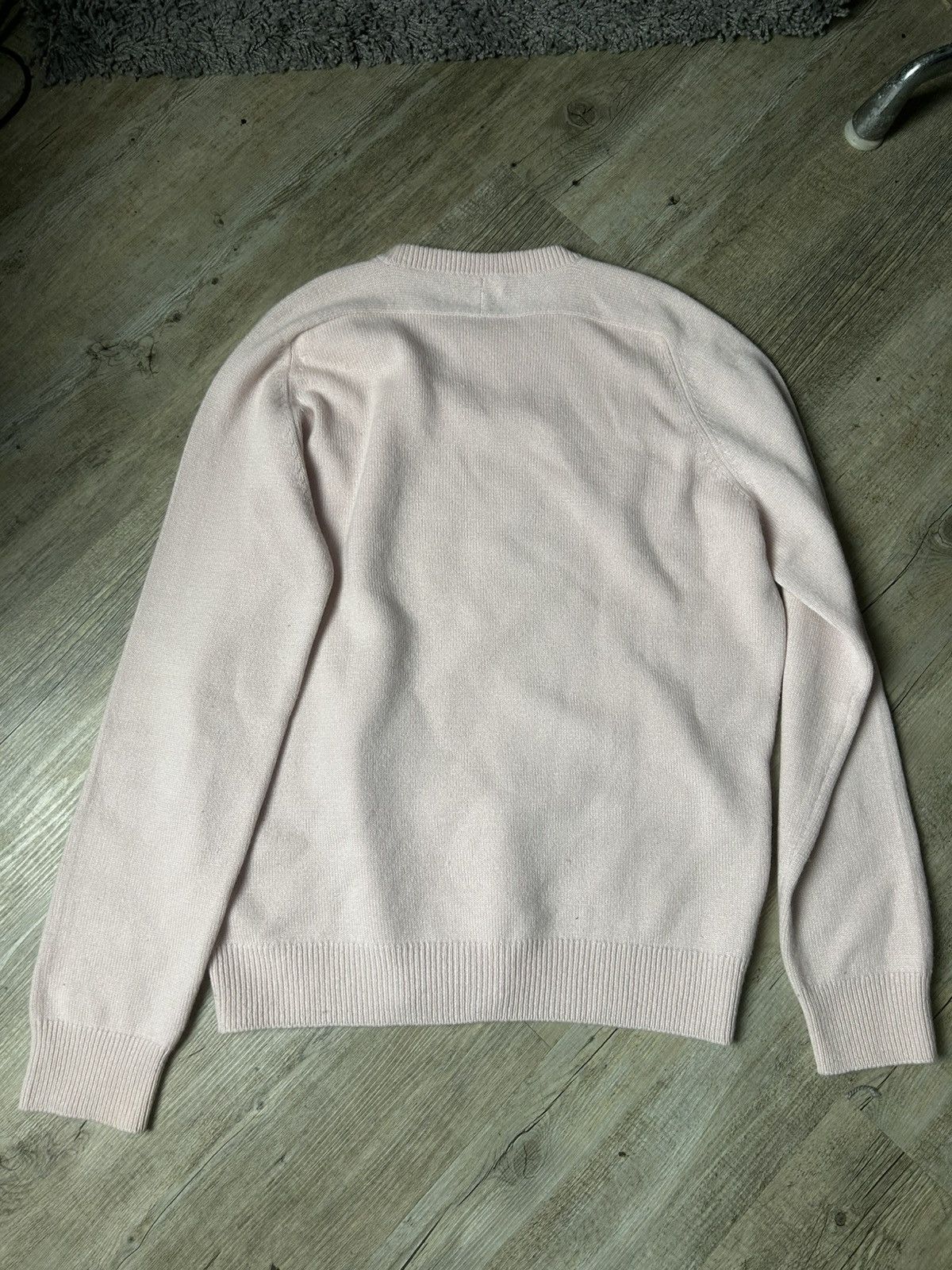 Saint Laurent Paris STEAL Rose pink/white ‘SL’ Cashmere Knit Sweater Size US XL / EU 56 / 4 - 2 Thumbnail