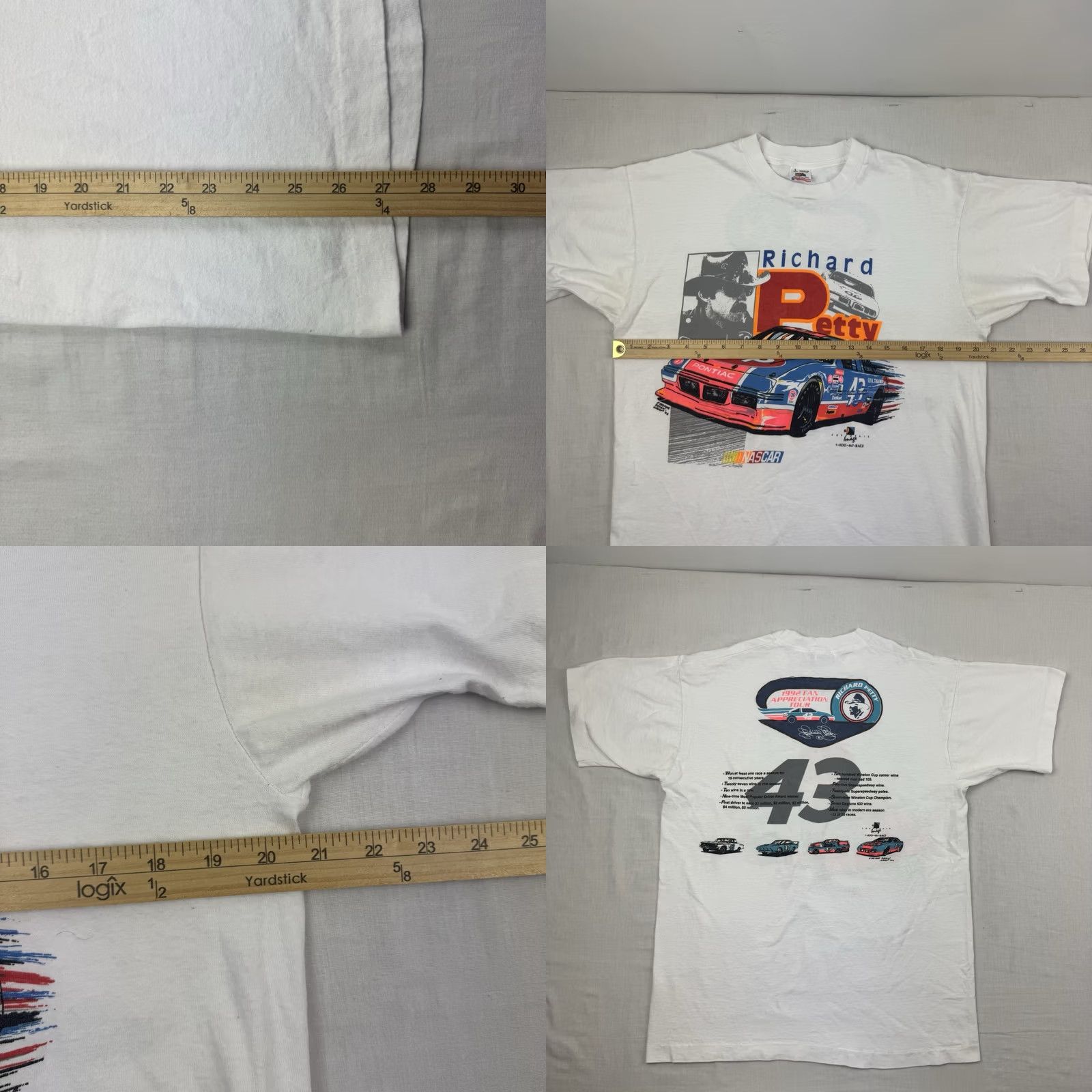 Fruit Of The Loom VINTAGE Fruit of the Loom Richard Petty Nascar T Shirt Adult Large 90s Racing Cars Mens Size US L / EU 52-54 / 3 - 8 Thumbnail