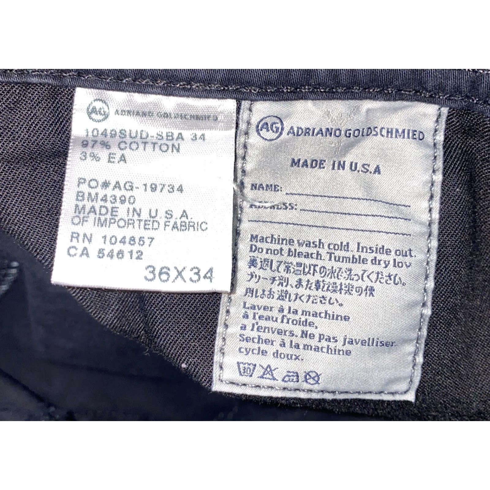 Vintage AG Adriano Goldschmied The Protege Pants Straight Leg USA Made 36 x 28 Black Mens Regular/*Size 36* Size US 36 / EU 52 - 7 Thumbnail