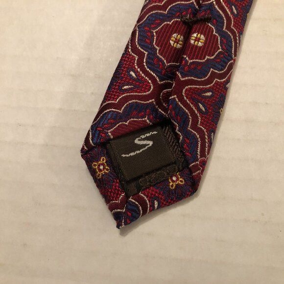 Santorelli SANTORELLI men's new dark red 100%silk tie 3 3/8" X 60 1/2" Size ONE SIZE - 3 Thumbnail