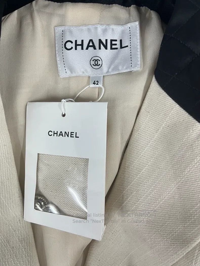 Chanel Chanel 21 Spring and Summer Beige Bow Mid-length Suit Jack Size M / US 6-8 / IT 42-44 - 4 Thumbnail