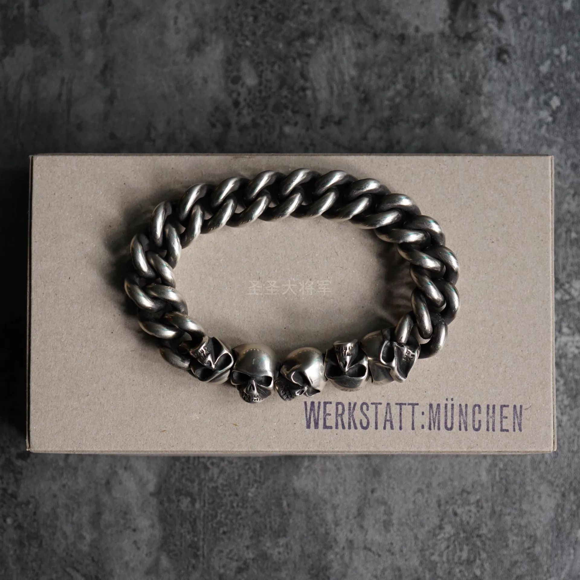 Werkstatt Munchen Werkstatt Munchen M2710 Goth Skull Silver Bracelet S+M Size ONE SIZE - 5 Thumbnail