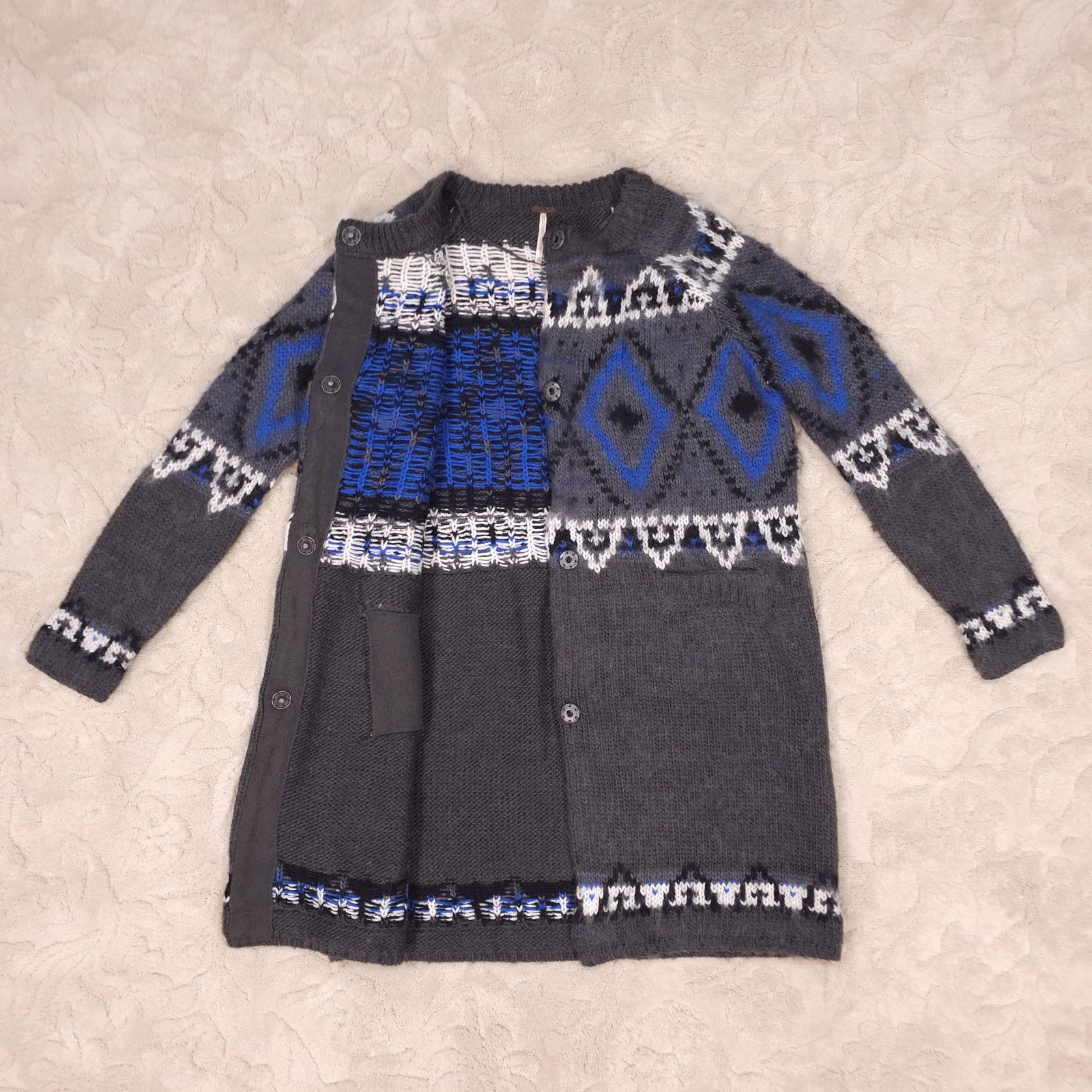 Free People Free People Frosted Fair Isle Wool Mohair Cardigan Coat XS Size XS / US 0-2 / IT 36-38 - 7 Thumbnail