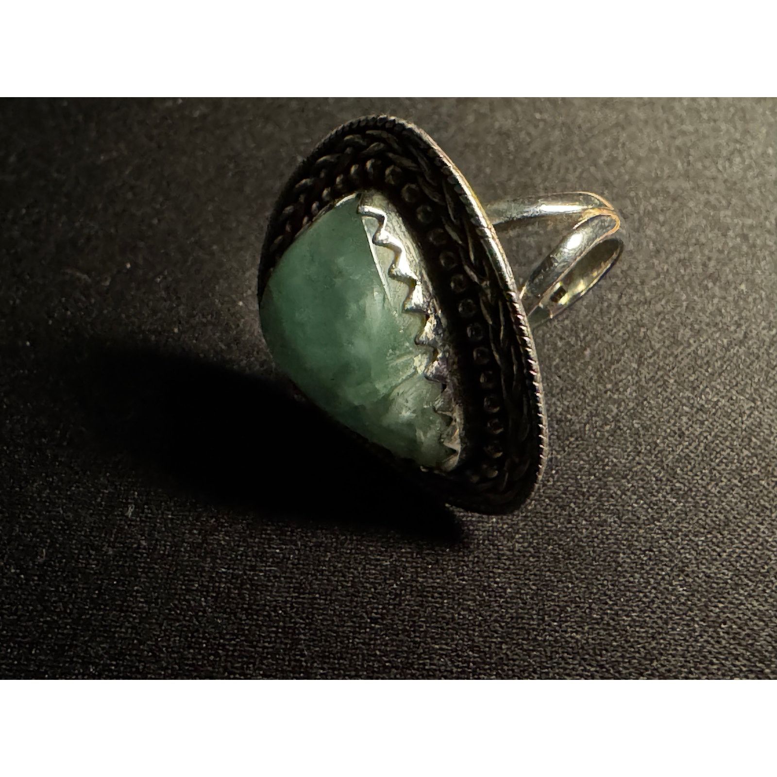 Other 925 Sterling Triangular Green/White Gemstone Size 6.5 Size ONE SIZE - 3 Thumbnail
