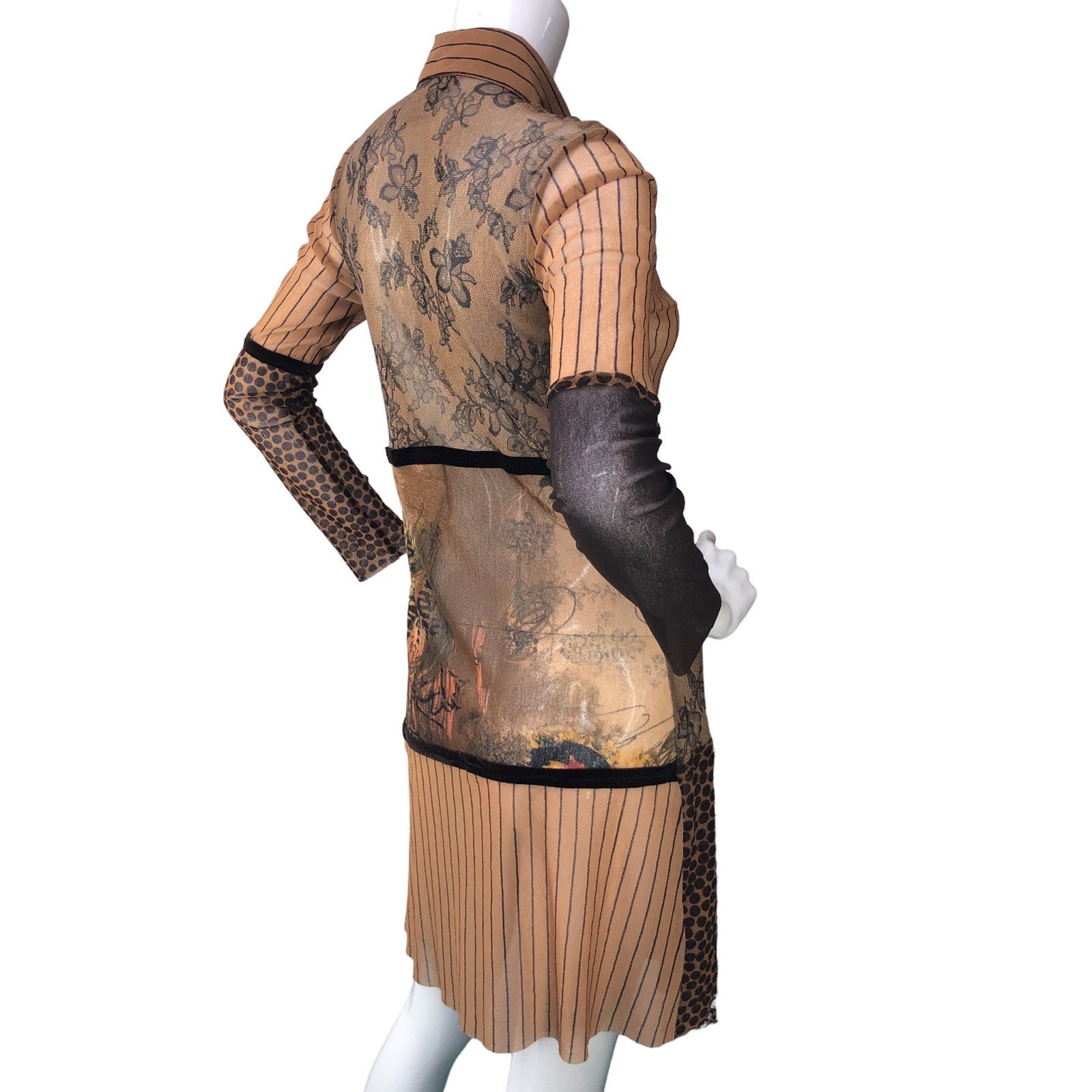 FUZZI Fuzzi JPG Size M Shirt Dress Sheer Multimedia Long Sleeve Size M / US 6-8 / IT 42-44 - 8 Thumbnail