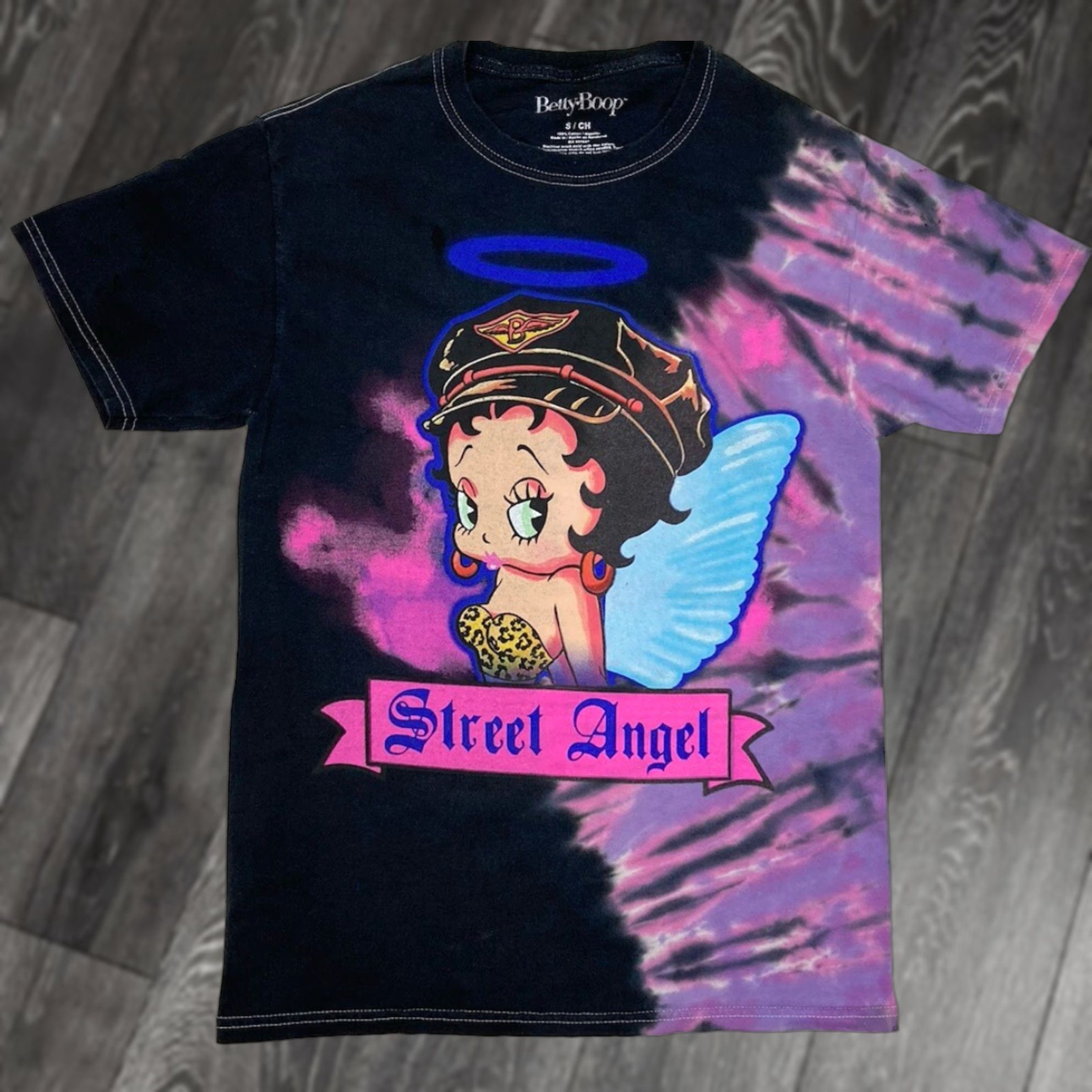 Vintage Betty Boop T-Shirt Women Small Black Purple Tie Dye Shirt Niño? Size S / US 4 / IT 40 - 1 Thumbnail