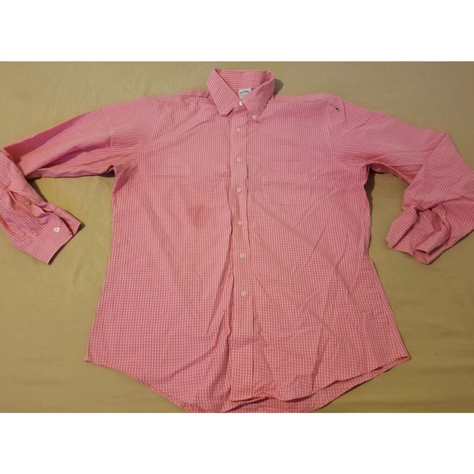 Brooks Brothers Mens Brooks Brothers Dress Shirt L Large Pink Button Cotton Size 42R - 2 Thumbnail