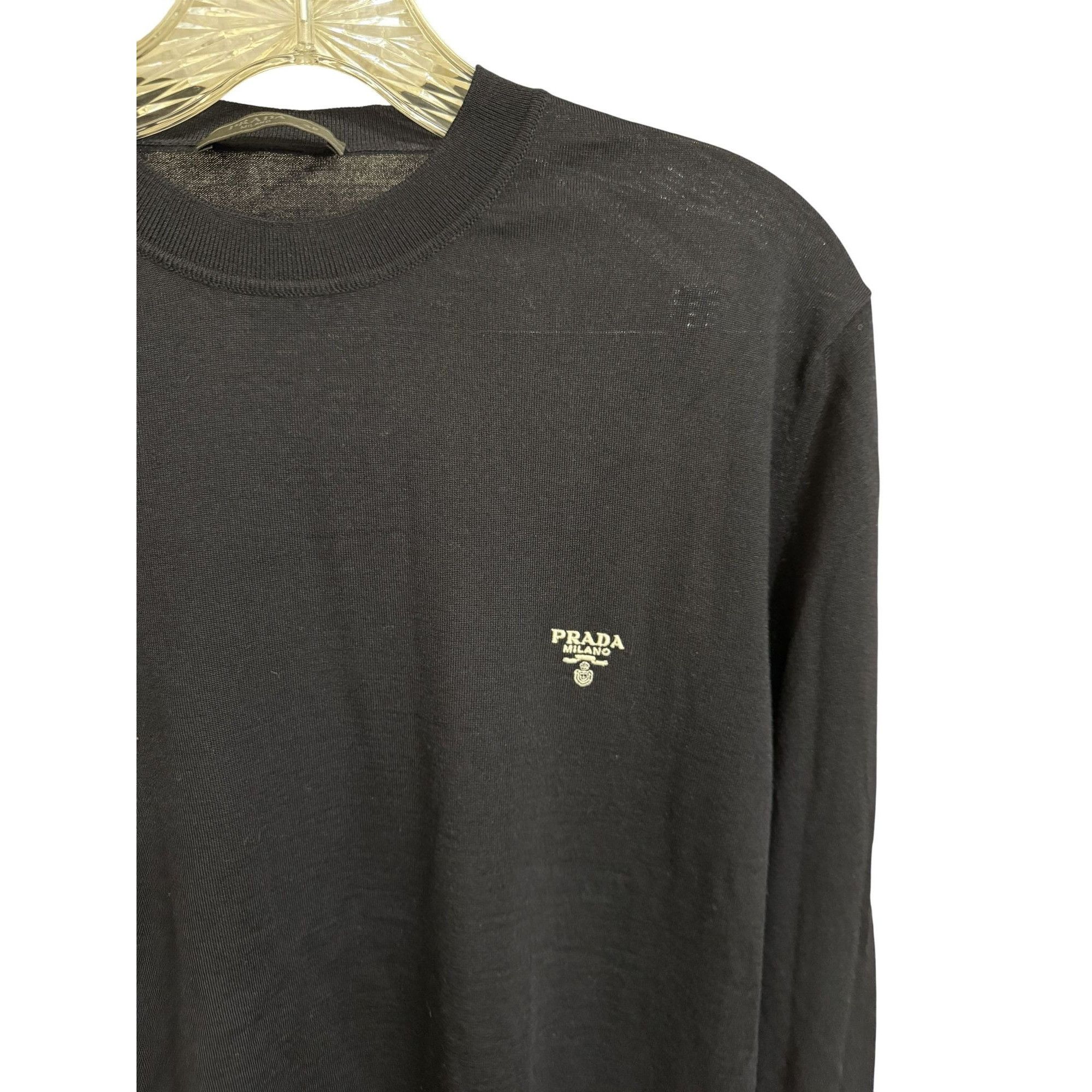 Prada Prada Mens Black Virgin Wool Crewneck Sweater Size 48 Size US M / EU 48-50 / 2 - 6 Thumbnail