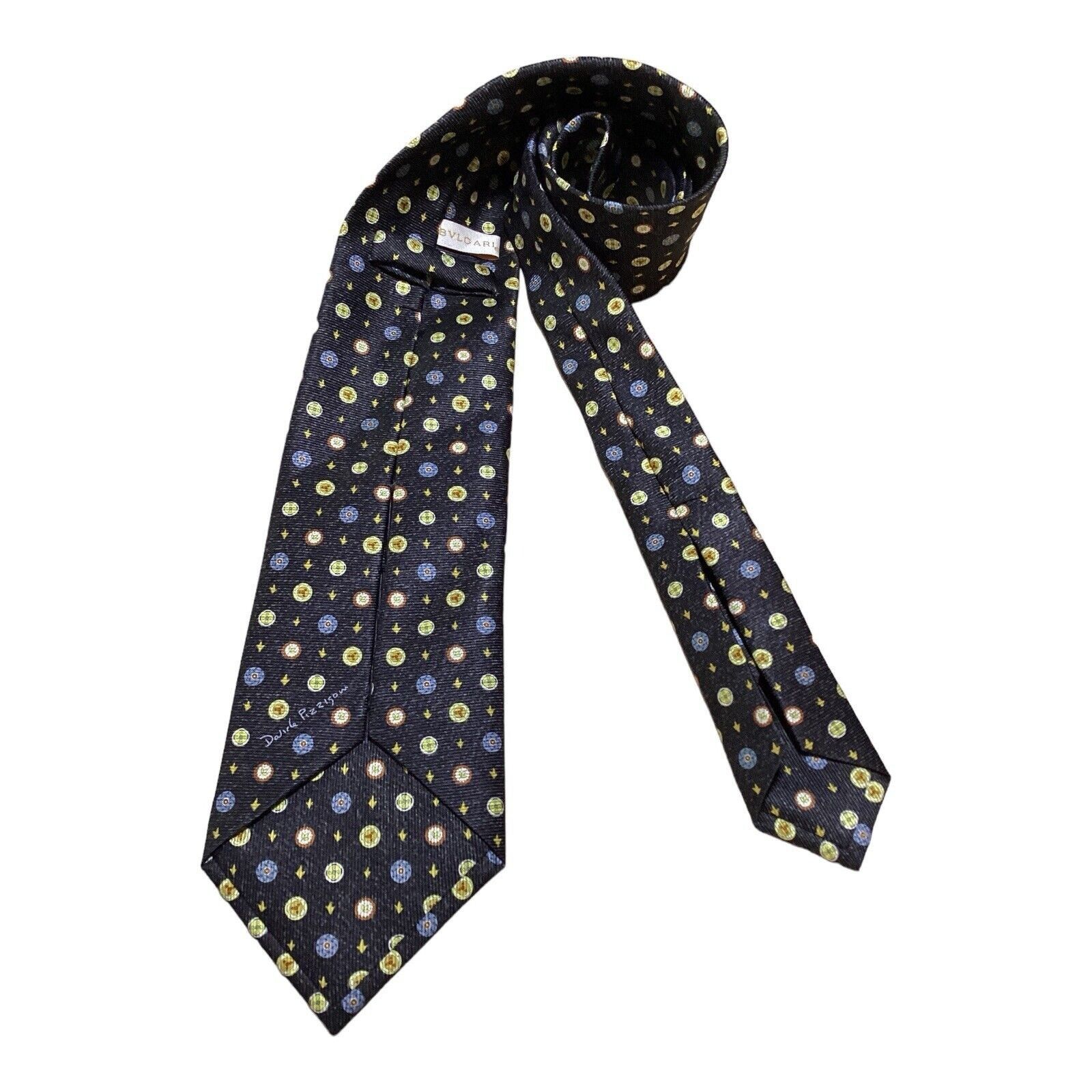 Bvlgari BVLGARI 7Fold Navy Beyblade Print Silk Tie Italy W: 4" NWOT Size ONE SIZE - 3 Thumbnail