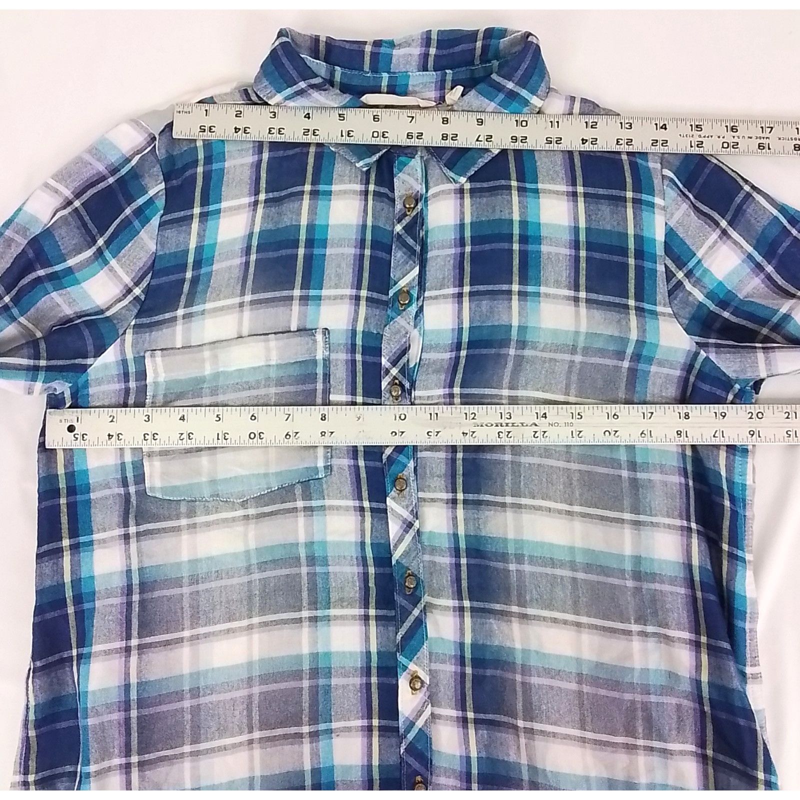 Soft Surroundings Soft Surroundings Women's M Plaid Floral Button Up Blouse Size M / US 6-8 / IT 42-44 - 11 Thumbnail