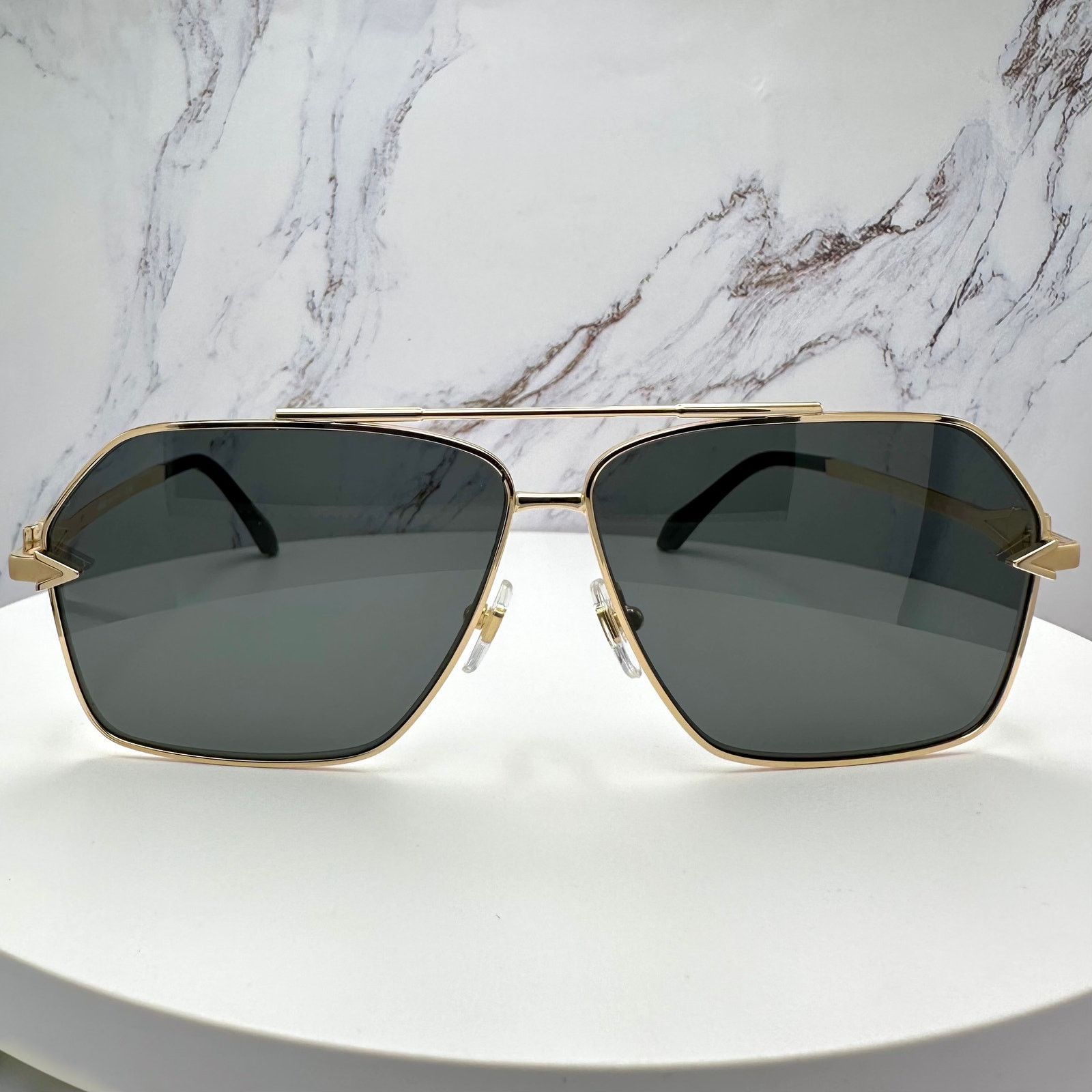Versace New VERSACE Gold Metal Square Pilot Aviator Sunglasses Size ONE SIZE - 2 Thumbnail