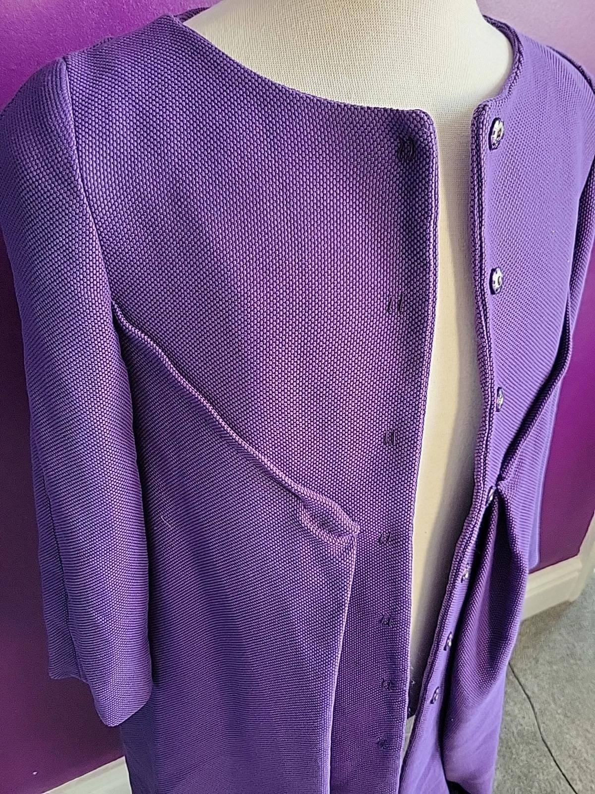 Alberta Ferretti Alberta Ferretti Cocoon Ladies Waffle Knit Coat Purple 10 Size M / US 6-8 / IT 42-44 - 4 Thumbnail