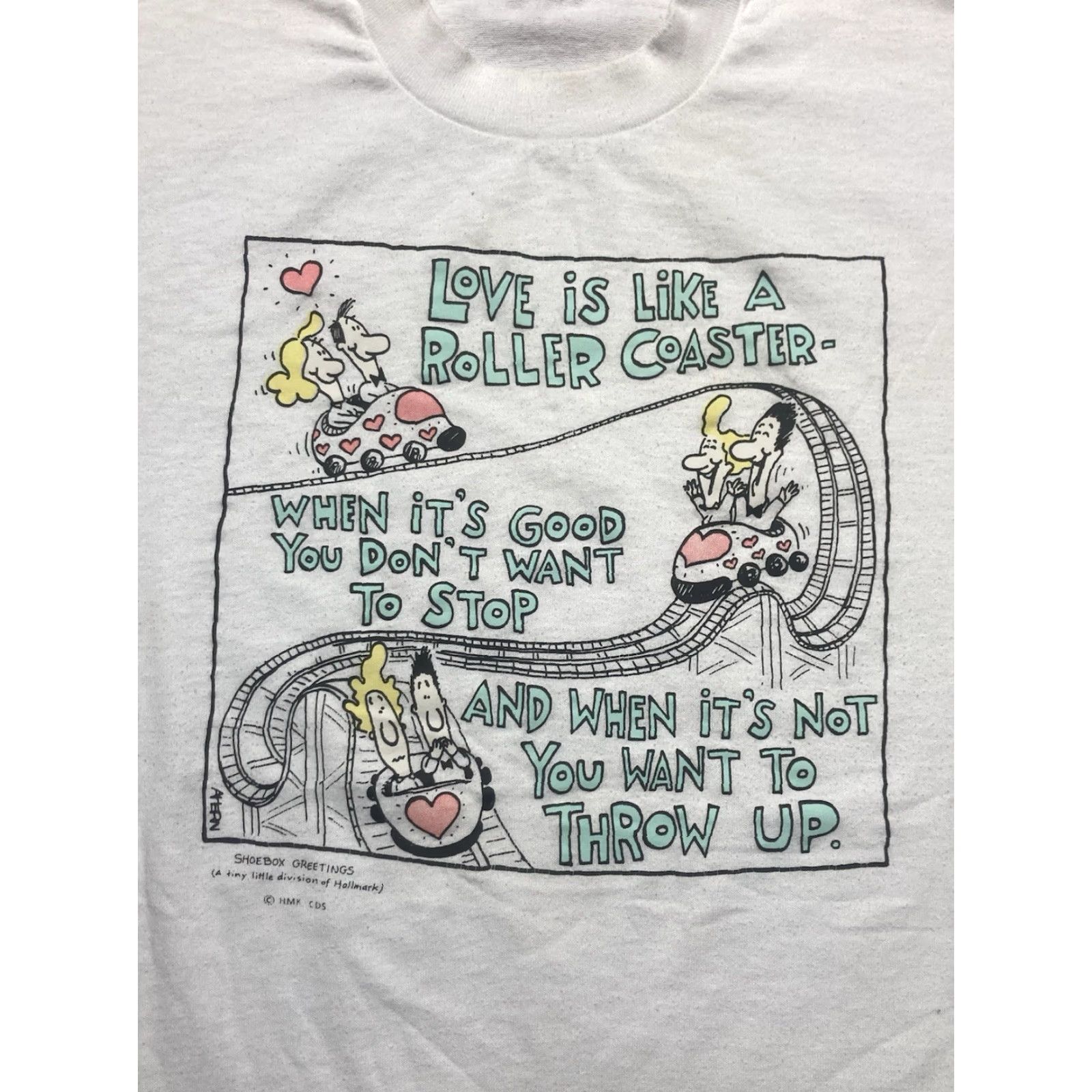 Vintage VINTAGE 80s graphic t shirt love is like a rollercoaster single stitch Large Mens L White Size US L / EU 52-54 / 3 - 2 Thumbnail