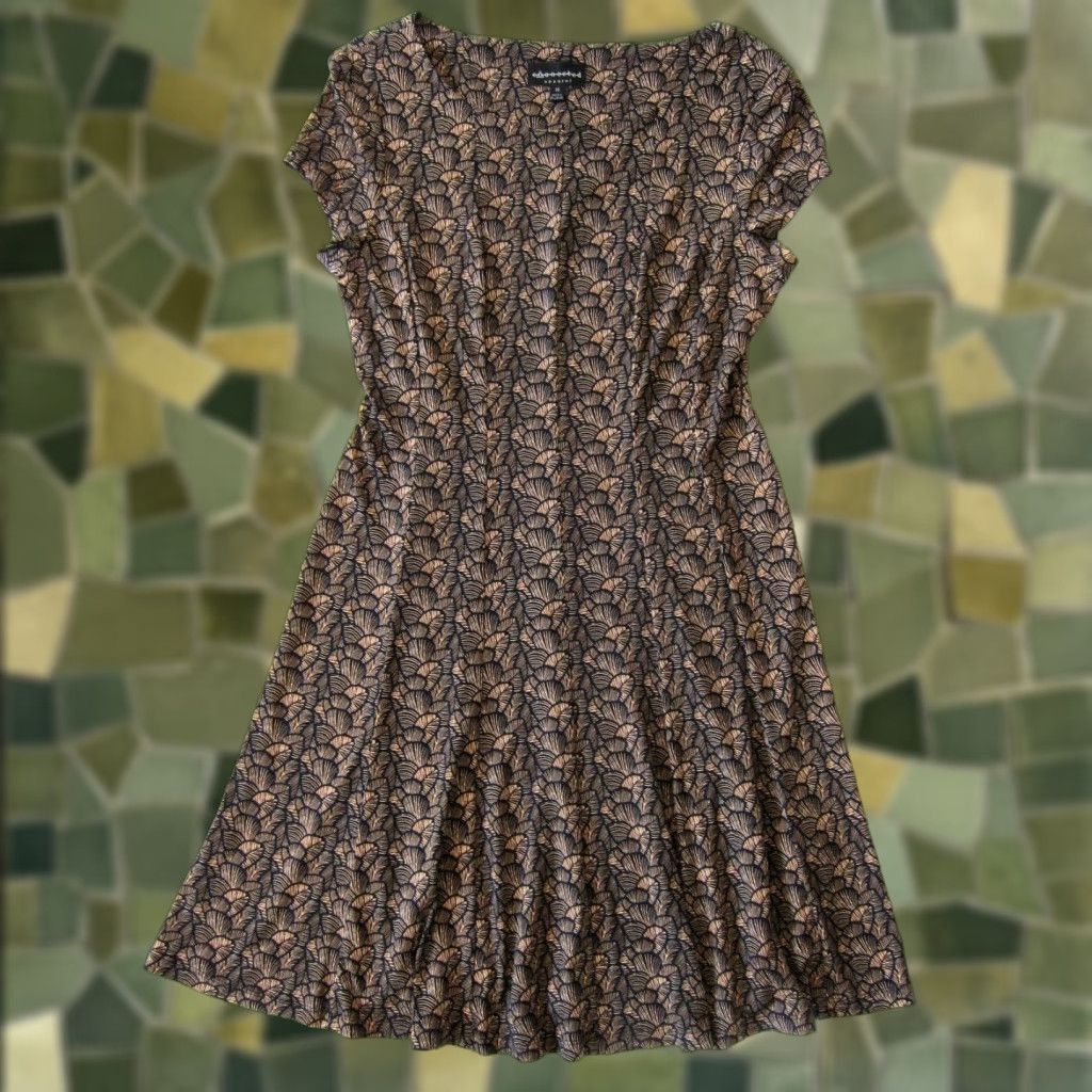 Vintage Connected Apparel Dress Black Floral Stretch Cap Sleeve A-Line Size 10 Size L / US 10 / IT 46 - 1 Thumbnail