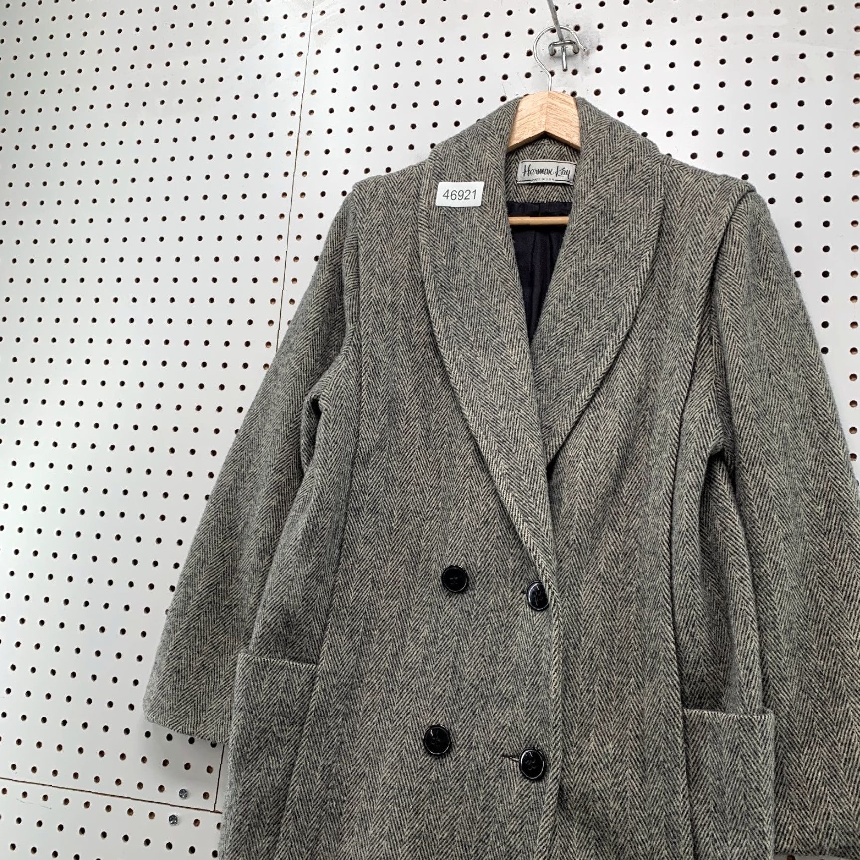 Vintage VINTAGE Herman Kay Wool Tweed Overcoat Womens 10 Herringbone Double Breasted USA Wool Tweed Overcoat Women 10 USA Grey Size XXS / US 00 / IT 34 - 3 Thumbnail