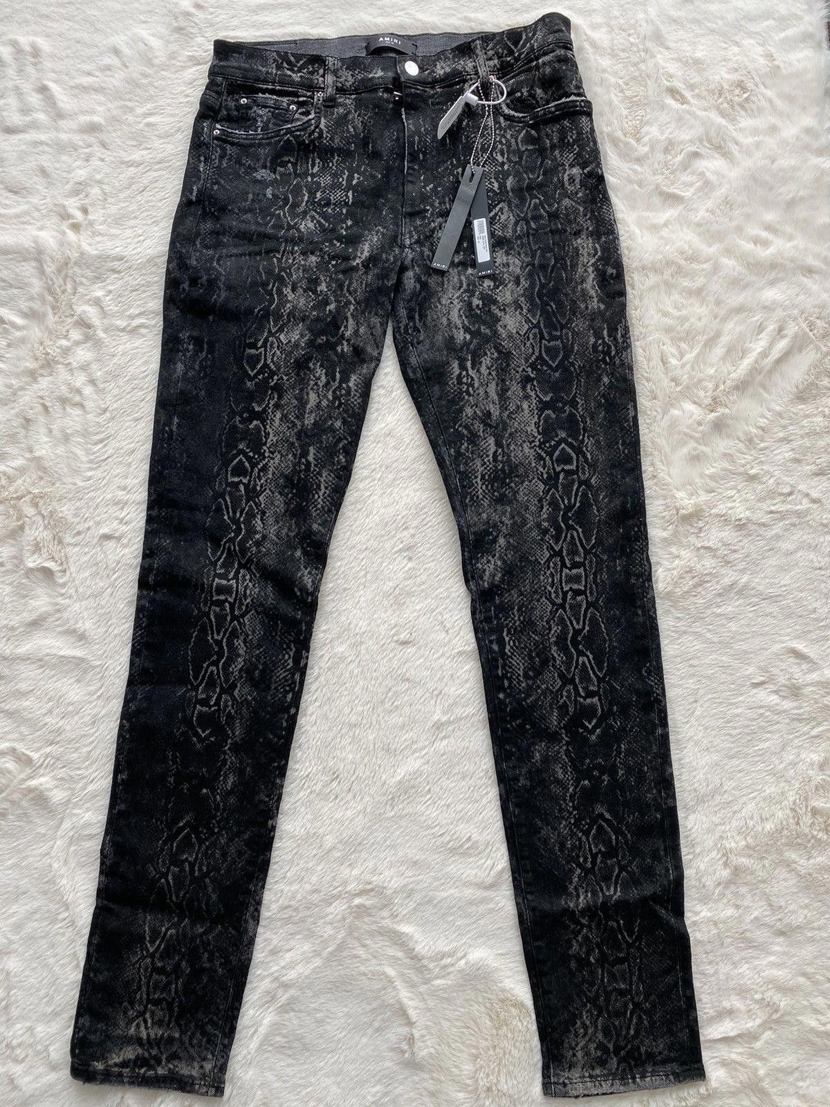 Sz34,36,38 Amiri Black Laser Snake Jeans