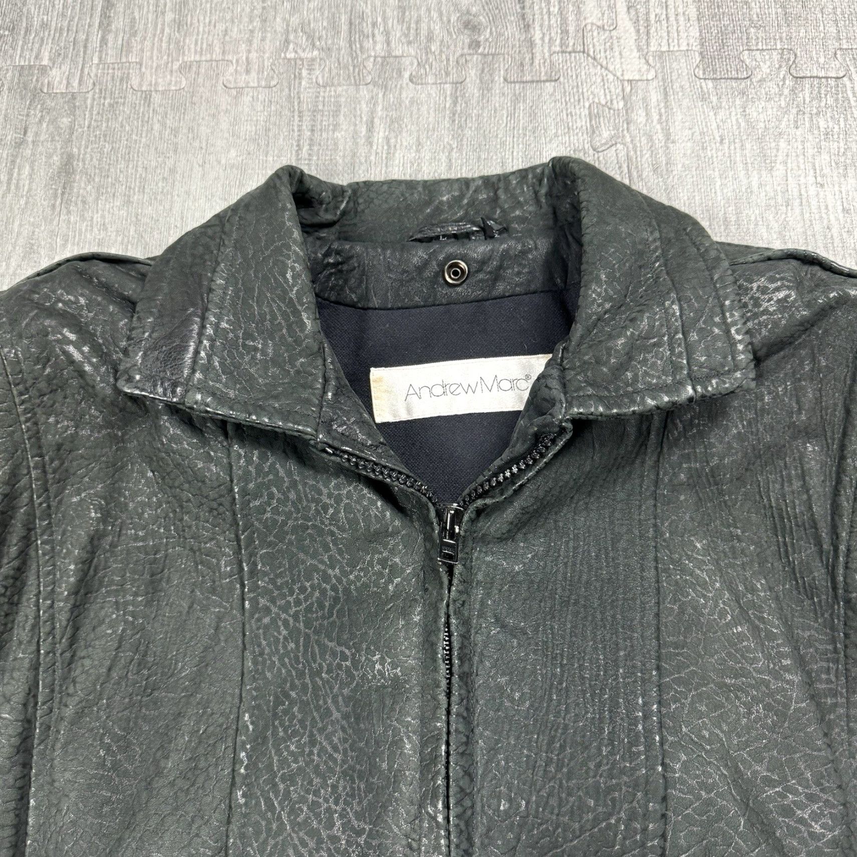 Vintage VINTAGE ANDREW MARC BLACK LEATHER JACKET ZIP CHEETAH PRINT WOMENS LARGE Bomber Jacket 80s 90s Size M / US 6-8 / IT 42-44 - 2 Thumbnail