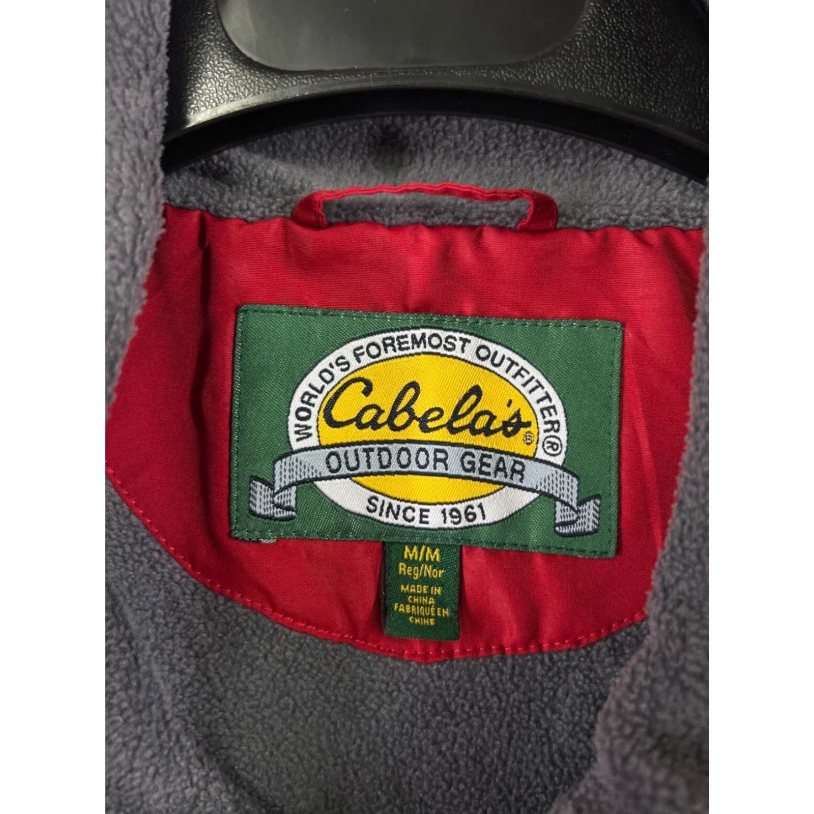 Vintage Cabela's Jacket Mens Medium Red Gray Full Zip Mock Neck Poly Shell Sherpa Lined Size US M / EU 48-50 / 2 - 3 Thumbnail