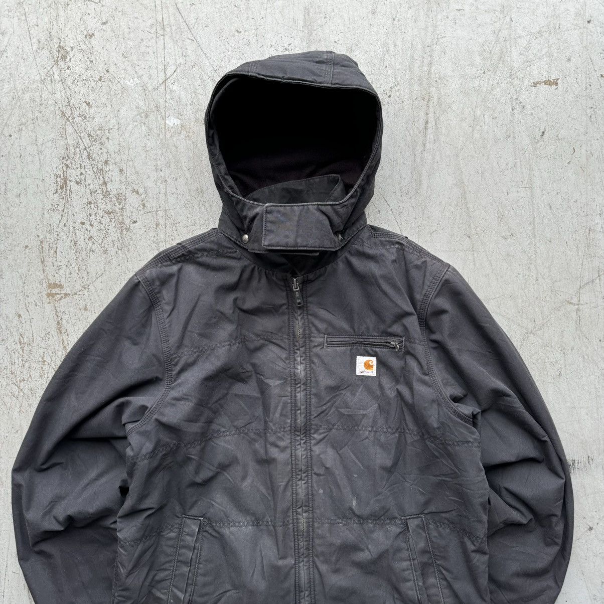 Carhartt × Vintage Vintage Carhartt Black Faded Distressed Jacket Hooded Size US XL / EU 56 / 4 - 3 Thumbnail