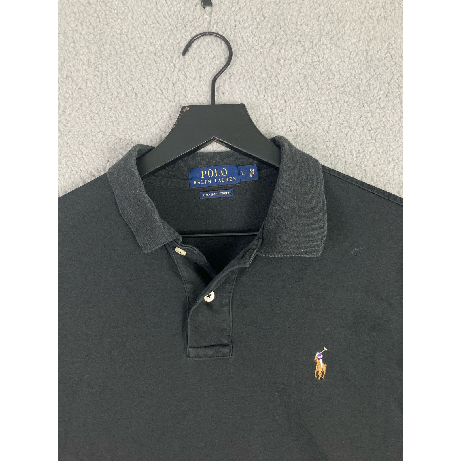 Polo Ralph Lauren Polo Ralph Lauren Pima Soft Touch Polo Shirt L Black Size US L / EU 52-54 / 3 - 6 Thumbnail
