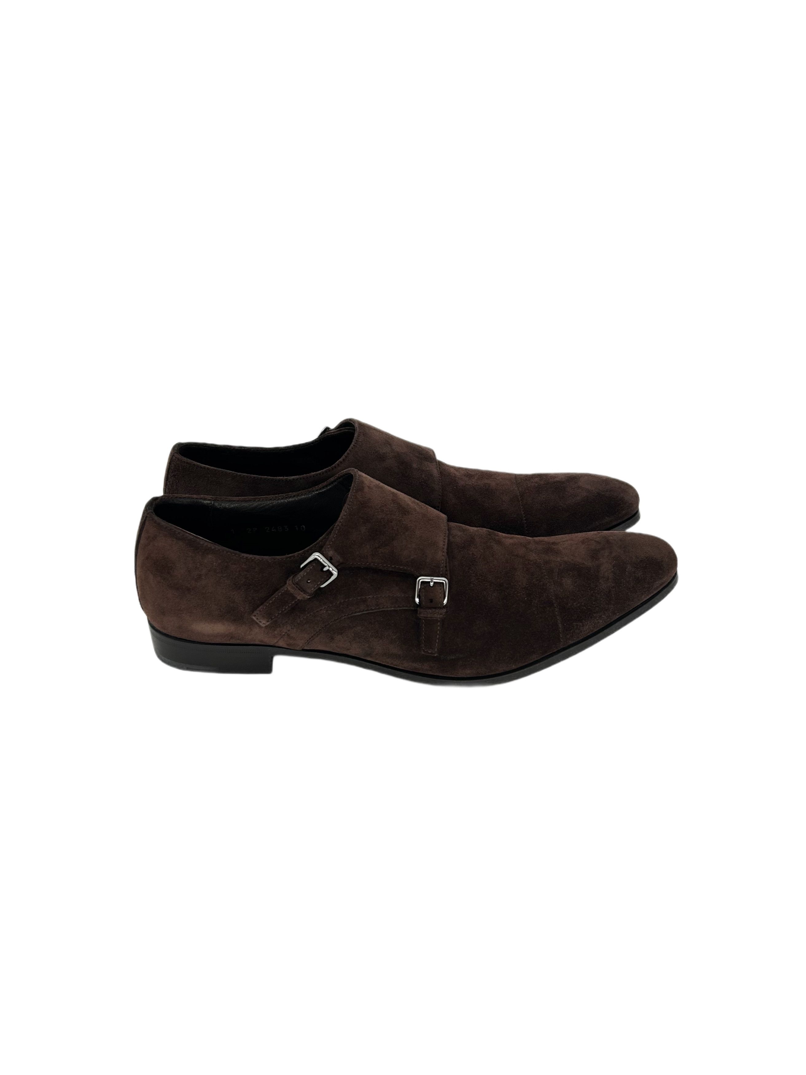 Prada Prada Brown Suede Double Monk Strap Shoe Size US 11 / EU 44 - 2 Thumbnail