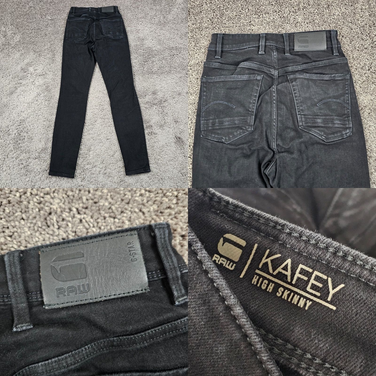 G-Star G-Star Raw Jeans Womens 26 Black High Rise Skinny Stretch Denim Kafey 23x28 Size 26" / US 2 / IT 38 - 8 Thumbnail