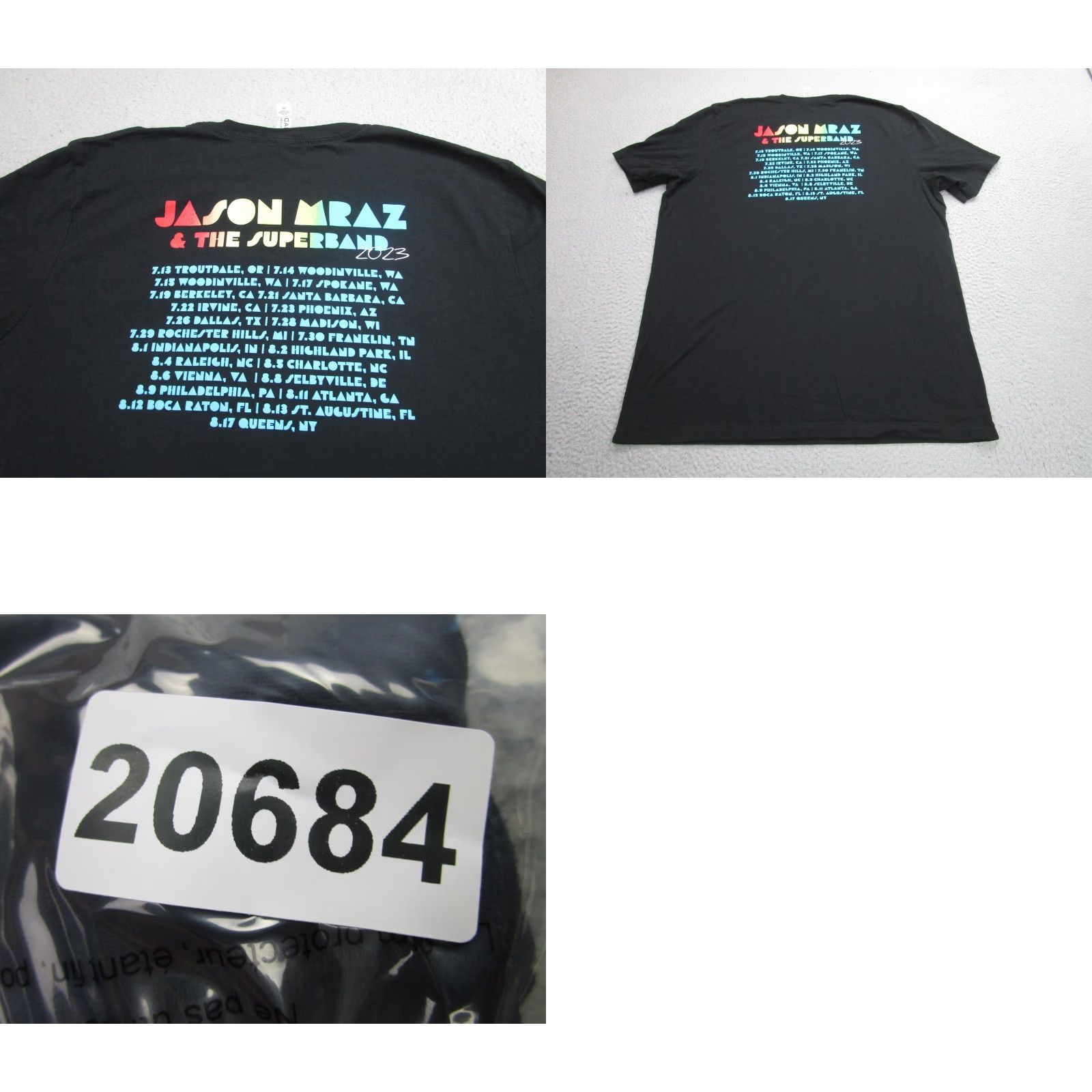 Vintage Jason Mraz 2023 Tour Shirt Mens 2XL Black Graphic Print Crew Neck Concert Tee Size US XXL / EU 58 / 5 - 8 Thumbnail