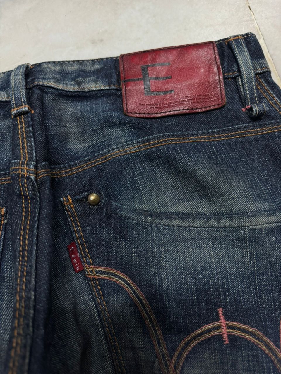Edwin 💥VINTAGE Y2K E-FUNCTION EDWIN WHISKER MUDWASH DARK JEANS Size US 32 / EU 48 - 18 Thumbnail