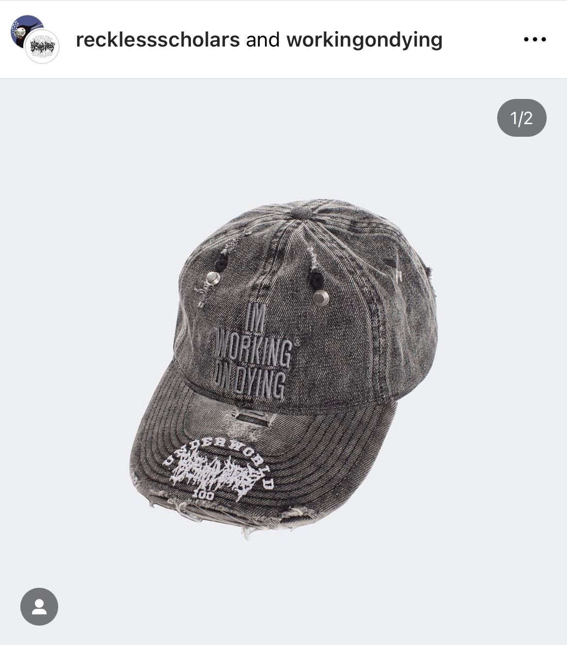 Other WORKiNG ON DYiNG x RECKLESS SCHOLARS DiSTRESSED DAD CAP HAT Size ONE SIZE - 8 Thumbnail