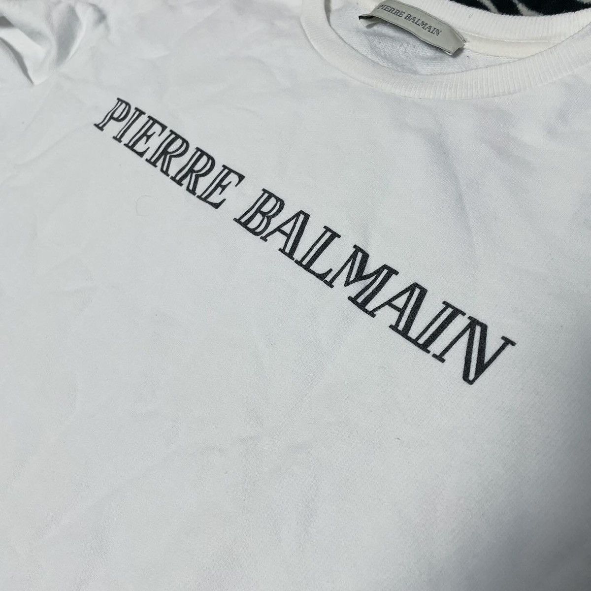Balmain × Pierre Balmain Pierre Balmain Big Logo White Sweatshirt Size M / US 6-8 / IT 42-44 - 6 Thumbnail