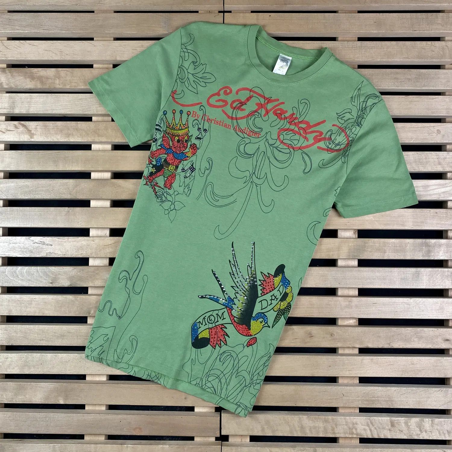 Christian Audigier × Ed Hardy × Vintage Mens T Shirt Ed Hardy by Christian Audigier Size M Green Size US M / EU 48-50 / 2 - 1 Thumbnail