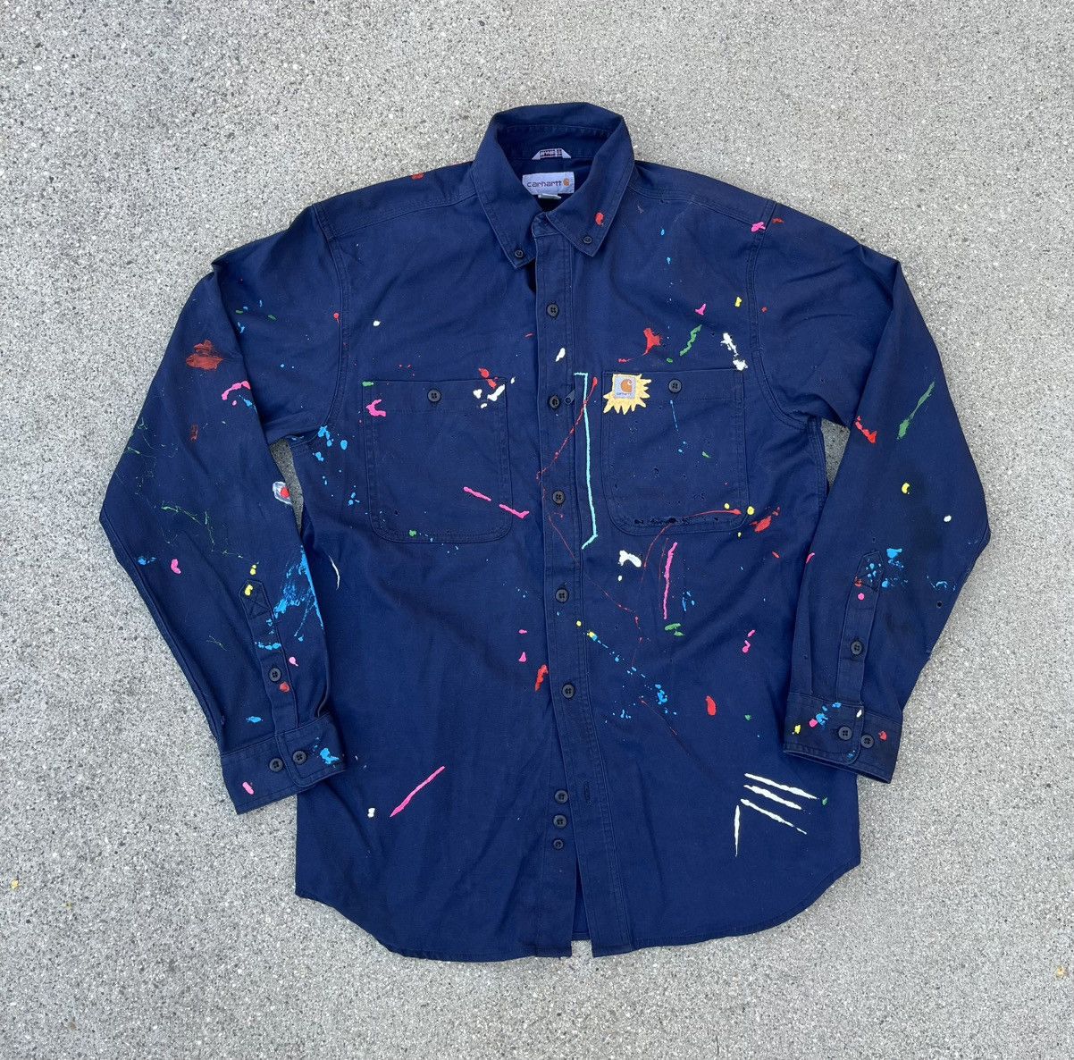 Carhartt Custom Carhartt Button Up Shirt Thrashed Distressed Work Size US M / EU 48-50 / 2 - 1 Thumbnail