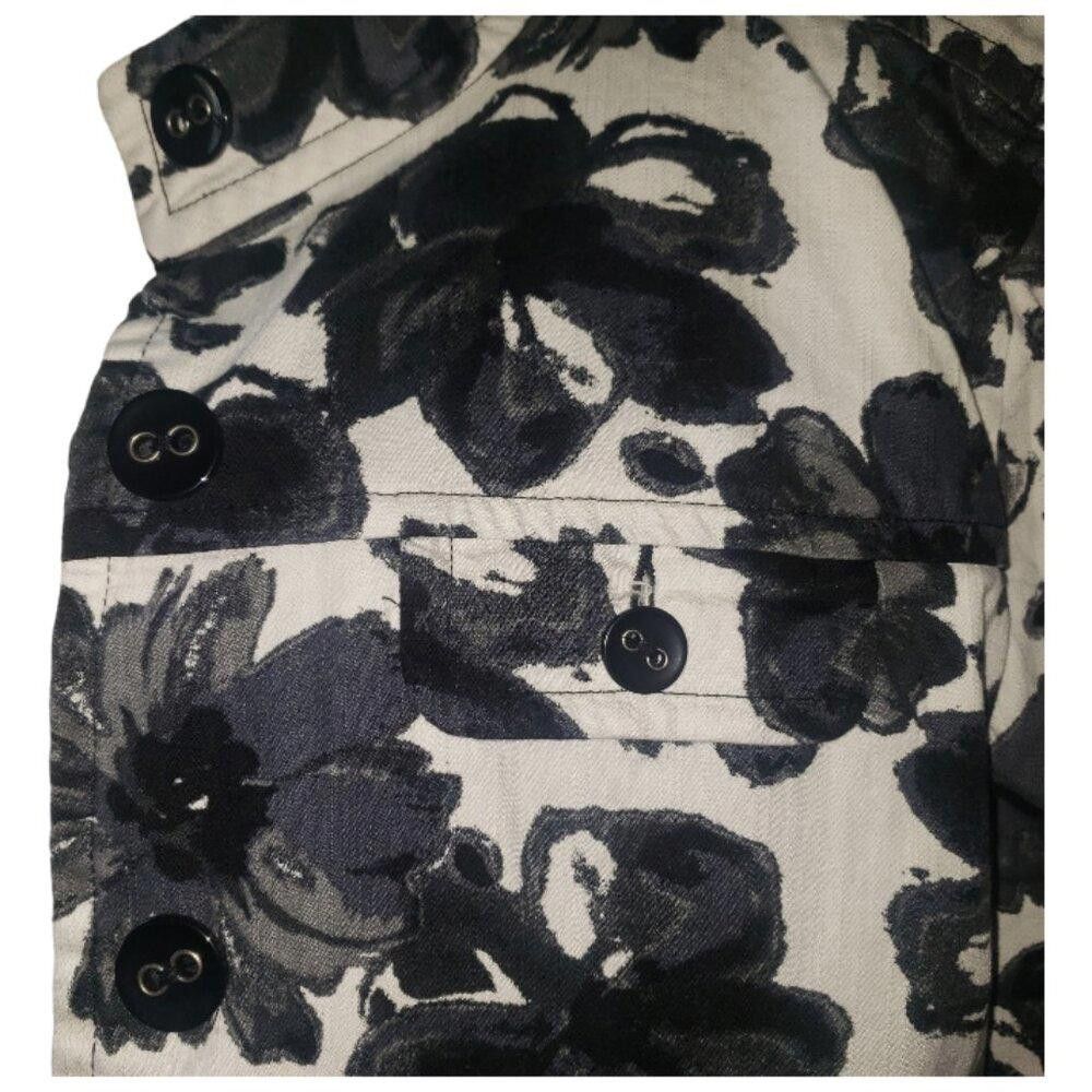 Charter Club CT1618 Charter Club Black & White Denim Floral Jacket L Size L / US 10 / IT 46 - 3 Thumbnail