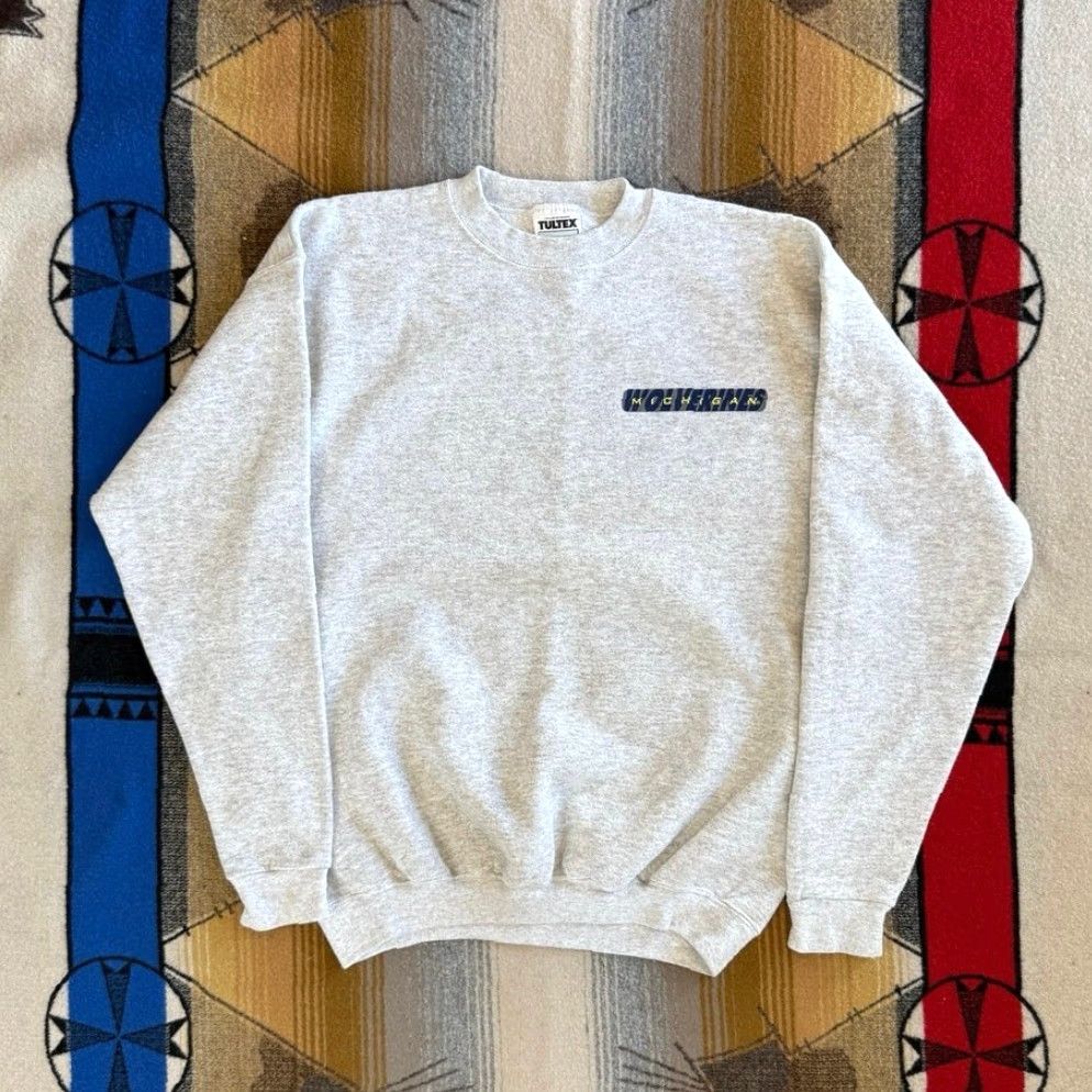 Tultex VINTAGE University Of Michigan Wolverines Sweatshirt Men M Gray Tultex Crew Neck Long Sleeve Pullover 90s Sports College Size US M / EU 48-50 / 2 - 2 Thumbnail