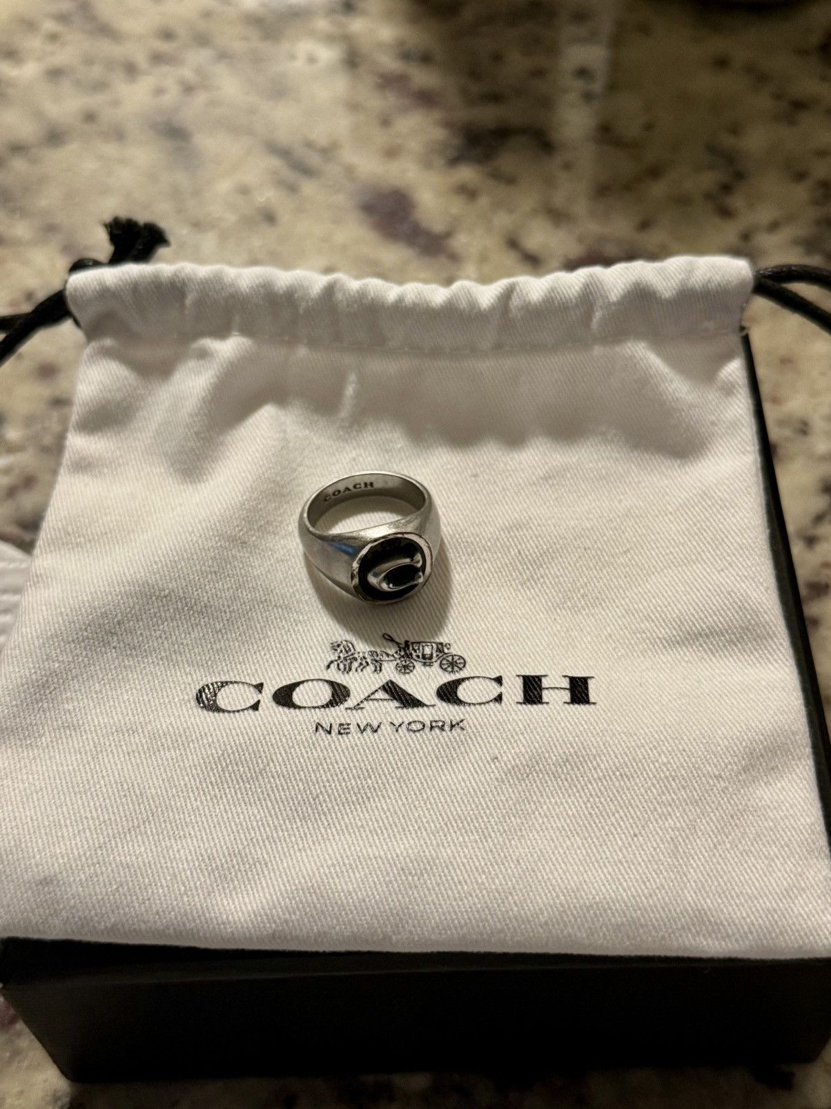 Coach Coach Men's Sterling Silver Signature C Signet Ring Size ONE SIZE - 3 Thumbnail