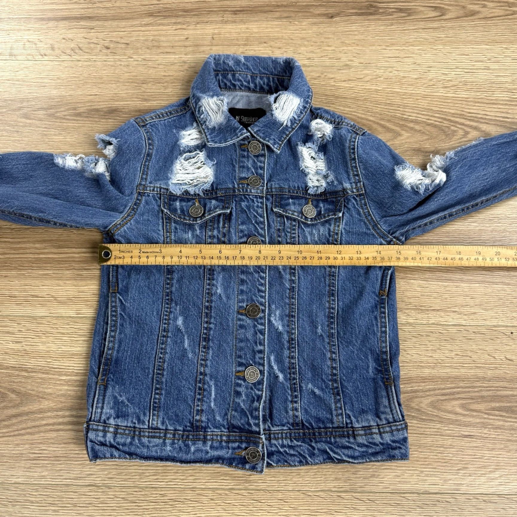 Vintage VINTAGE JW Signature Denim Jacket Womens Small Blue Cropped Distressed Cotton Denim Jacket S Womens Size 28" / US 6 / IT 42 - 6 Thumbnail