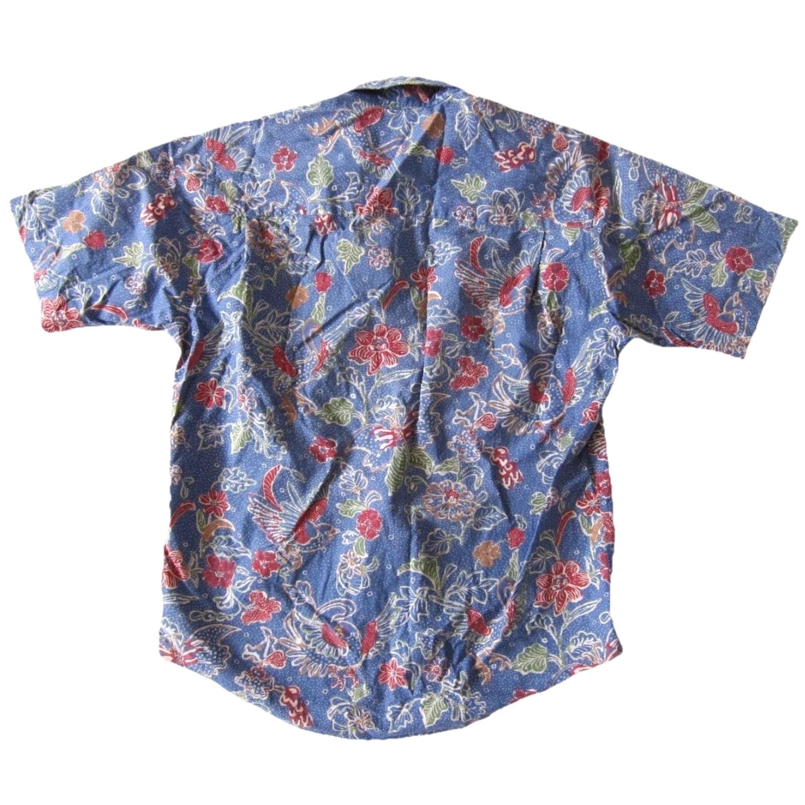 Lands' End VINTAGE Lands' End Button-Down Shirt M Men Floral Bird Cotton Blue Red Green 100% Cotton Short Sleeve Shirt Size US M / EU 48-50 / 2 - 2 Thumbnail