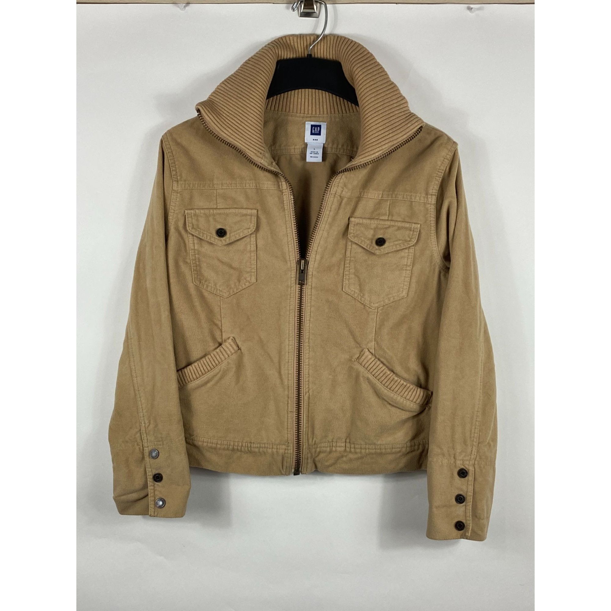 Gap Vintage 2004 GAP 4-Pockets Full Zip Bomber Jacket Tan Large Size L / US 10 / IT 46 - 1 Thumbnail