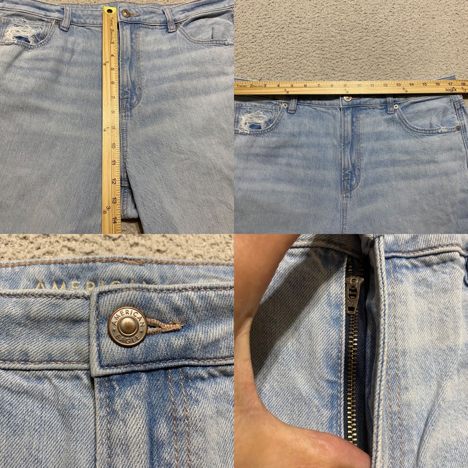 American Eagle Outfitters VINTAGE American Eagle Outfitters Mom Jeans Womens 14 Blue Denim Medium Wash Distressed 90s Grunge Retro Jeans Womens Size 36" / US 14 / IT 50 - 8 Thumbnail