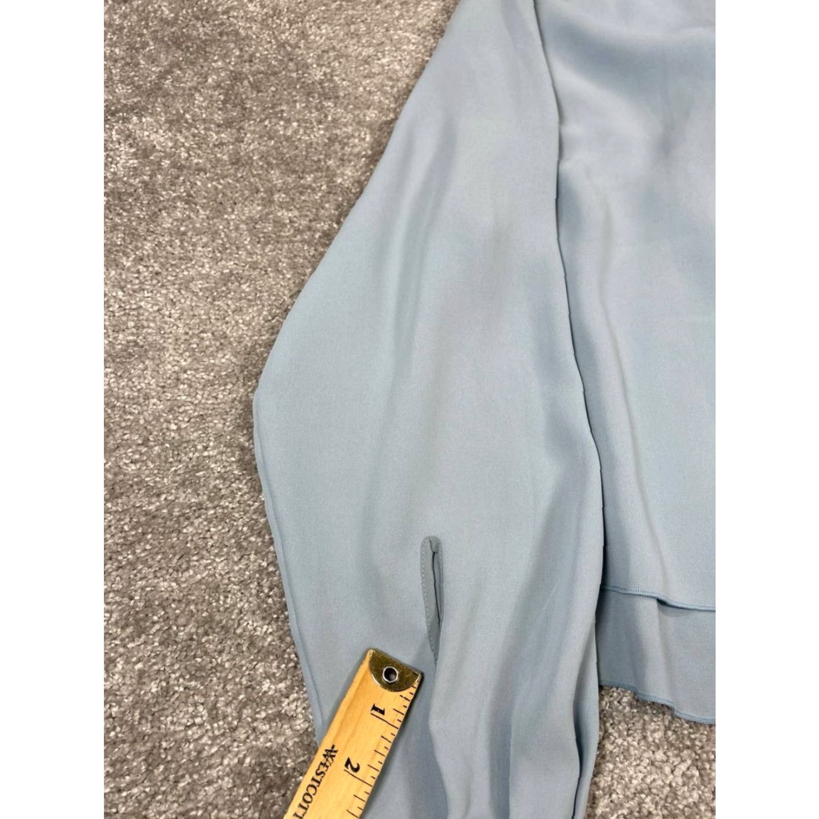 Vintage Babaton Shirt Womens M Blue Blouse Casual Lightweight Polyester Button Crew Neck Long Sleeve Size M / US 6-8 / IT 42-44 - 4 Thumbnail