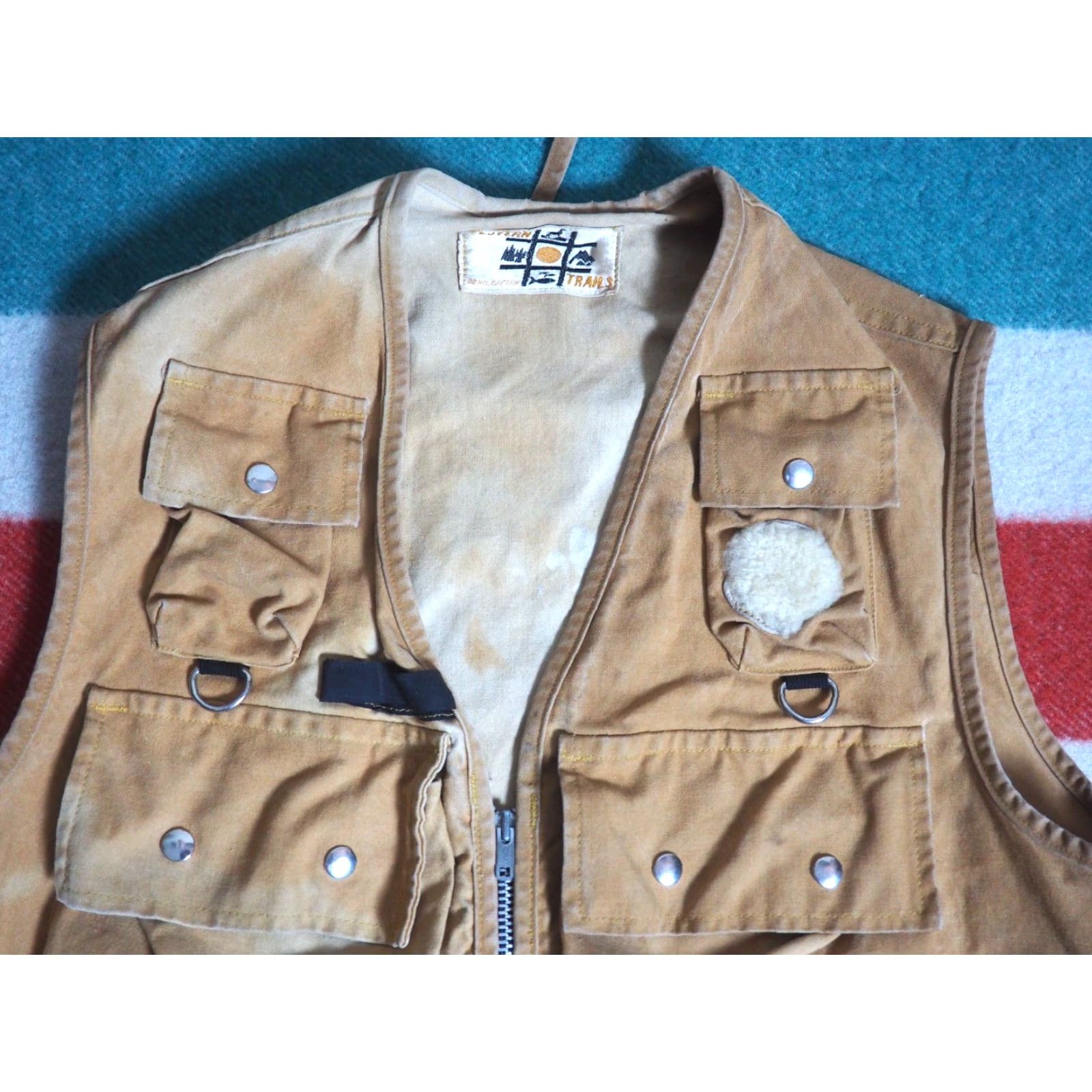 Rails VINTAGE Western Trails Vest Jacket Adult Mens M Brown Canvas Zip Pockets Fish Outdoor 50s 60s Vintage-style Decade Breathing Size US M / EU 48-50 / 2 - 3 Thumbnail