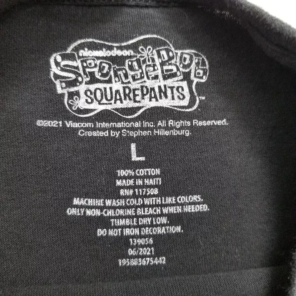 Nickelodeon SpongeBob Shirt Mens Large Black Short Sleeve Crew Neck Size US L / EU 52-54 / 3 - 7 Thumbnail