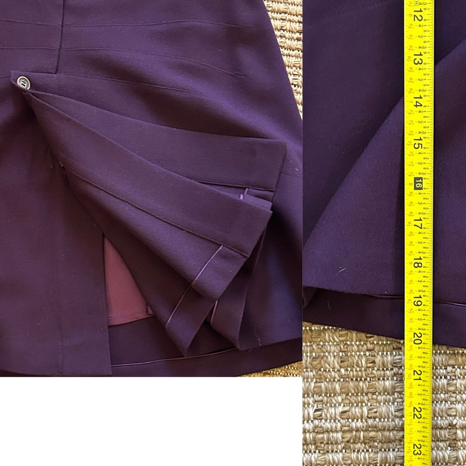 Alaia Rare Alaïa Paris Plum Wool Skirt w/ Sculptural Pleating 1990 Size 26" / US 2 / IT 38 - 6 Thumbnail