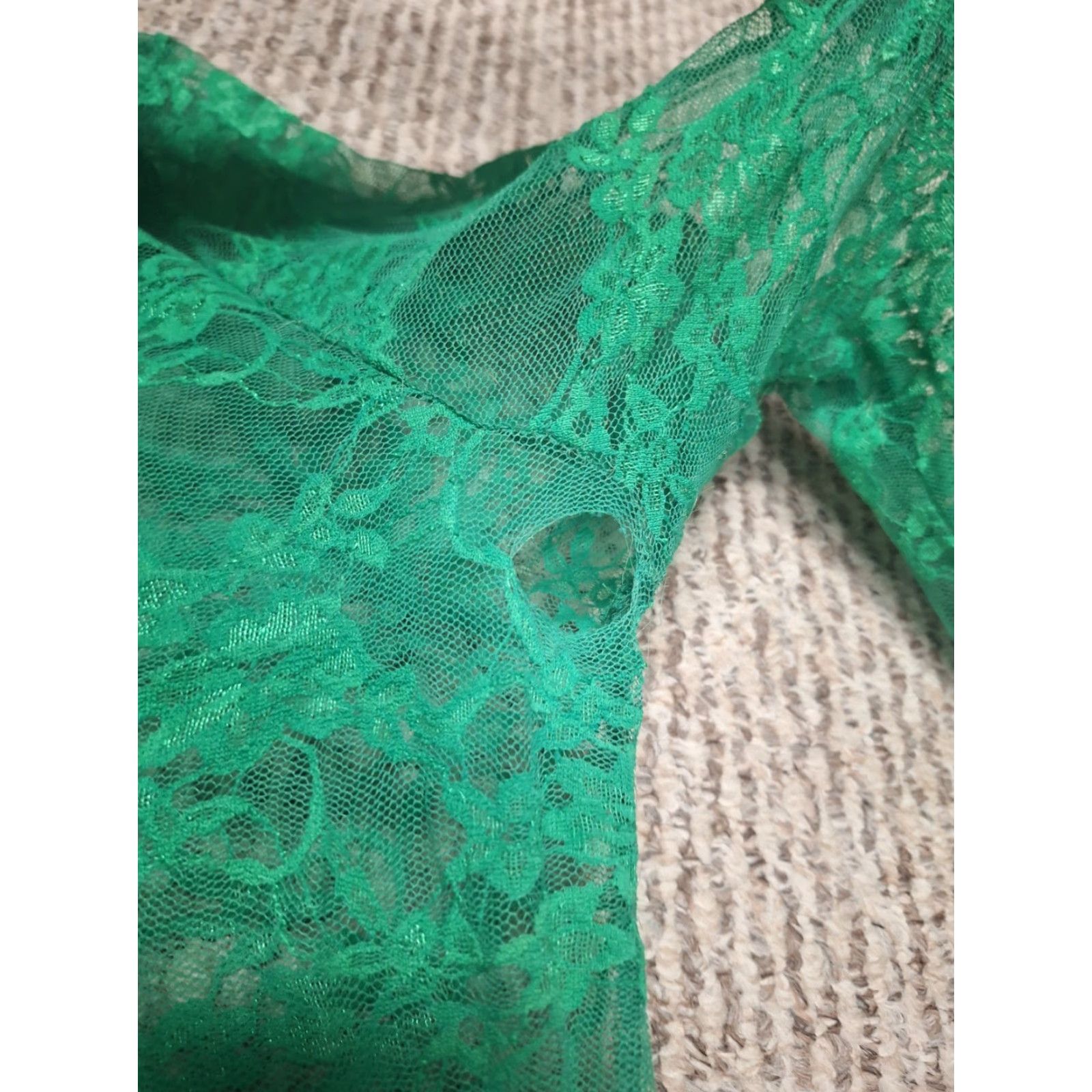 Vogue VINTAGE Evogues Womens Hoodie 3XL Green Lace Zip Fairy Lingerie Full Zip Activewear Womens Size XXL / US 16-18 / IT 52-54 - 4 Thumbnail