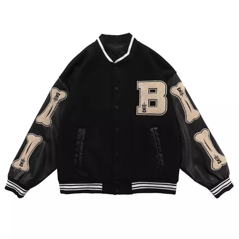 Japanese Brand Skeleton Patchwork Graphic Embroidered Varsity Jacket y2k Size US L / EU 52-54 / 3 - 10 Thumbnail