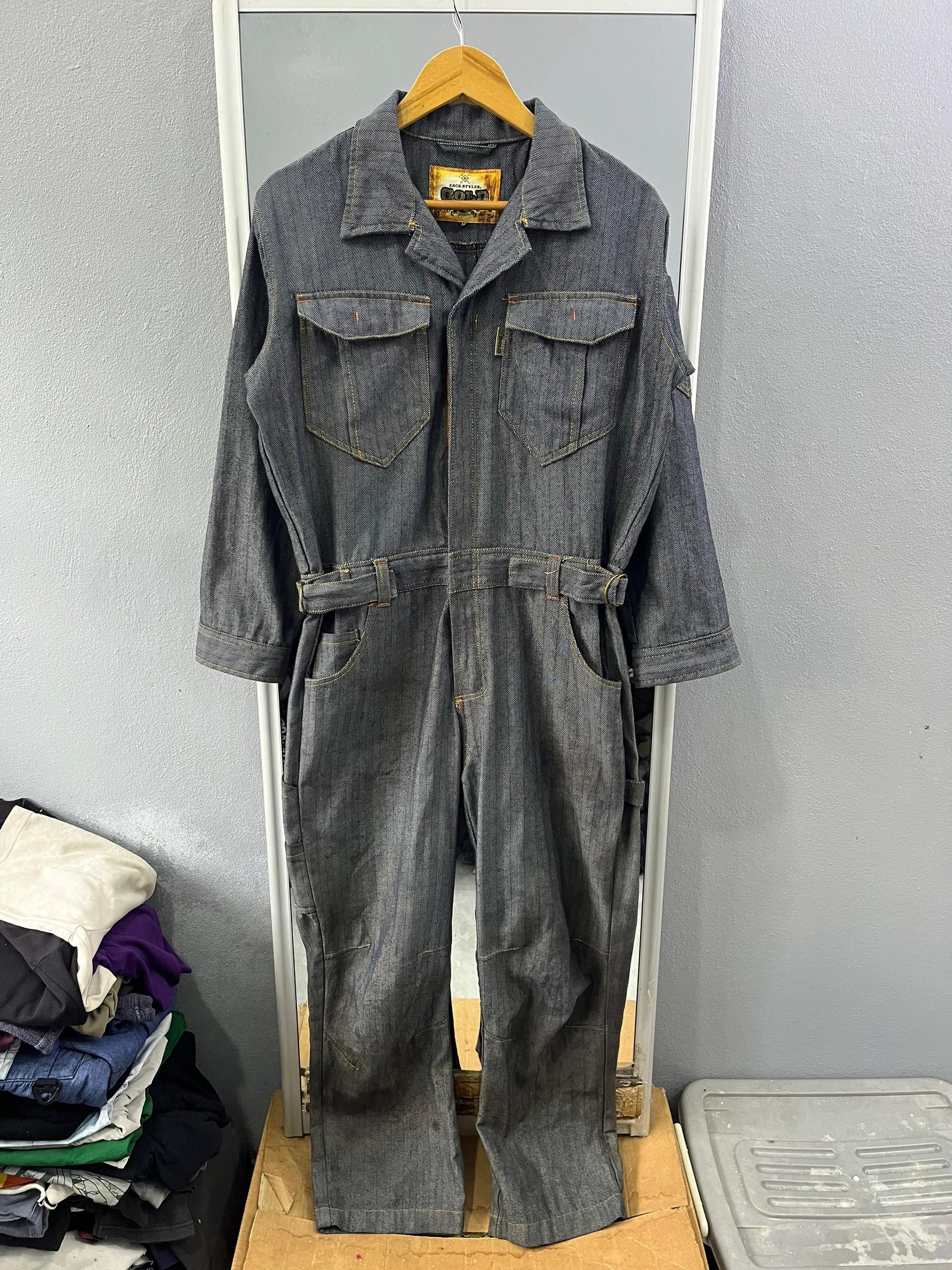 Japanese Brand Zack Styles Gold Herringbone Denim Coverall Size US S / EU 44-46 / 1 - 1 Thumbnail