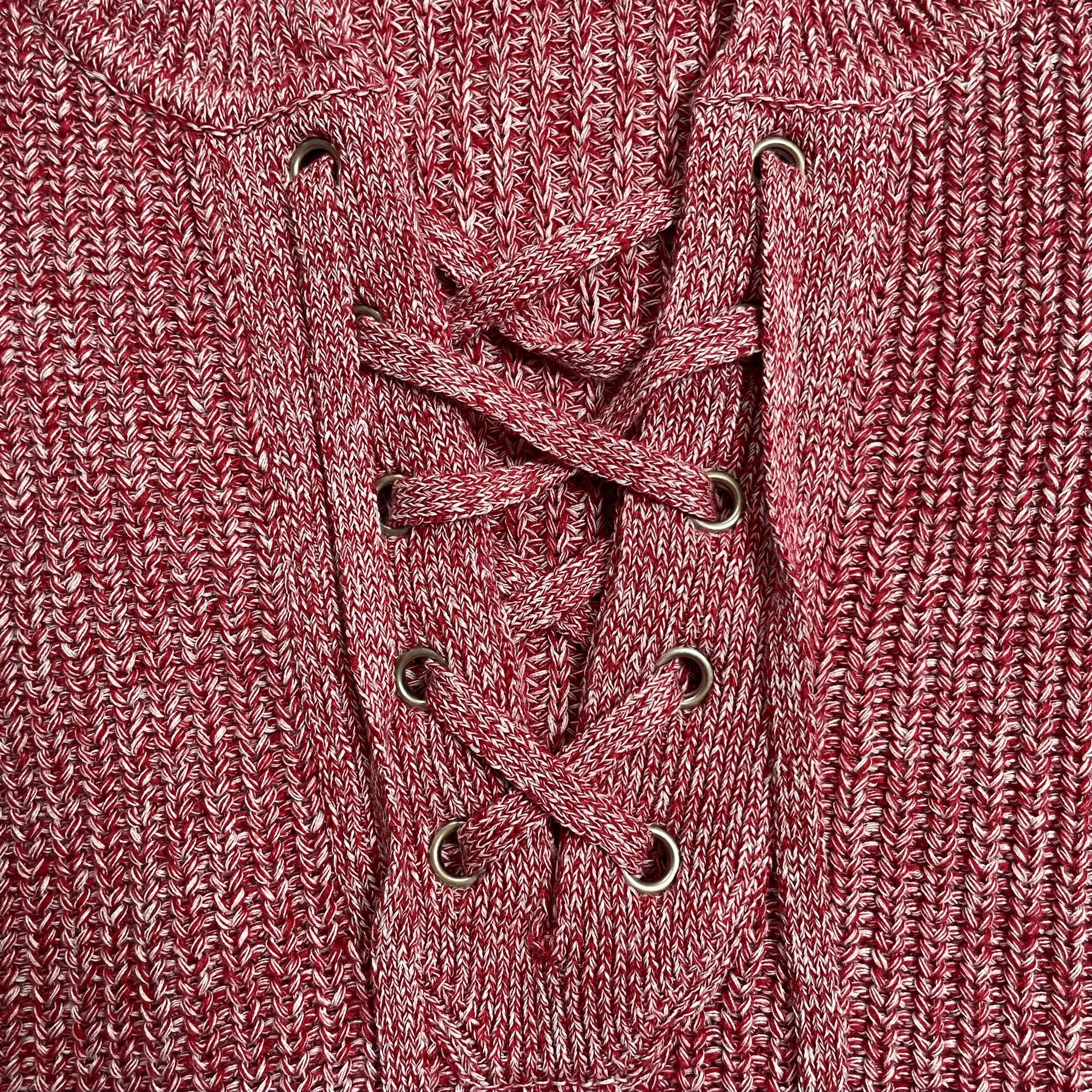 Madewell New Madewell Marled Cotton Ribbed Knit Lace Up Sweater NU660 Size XXL / US 16-18 / IT 52-54 - 7 Thumbnail