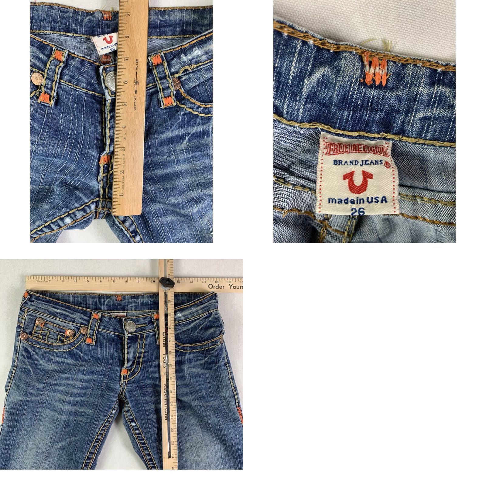True Religion VINTAGE True Religion Joey Jeans Women's 26 Blue Cotton Denim USA 29x32 Size 26" / US 2 / IT 38 - 8 Thumbnail