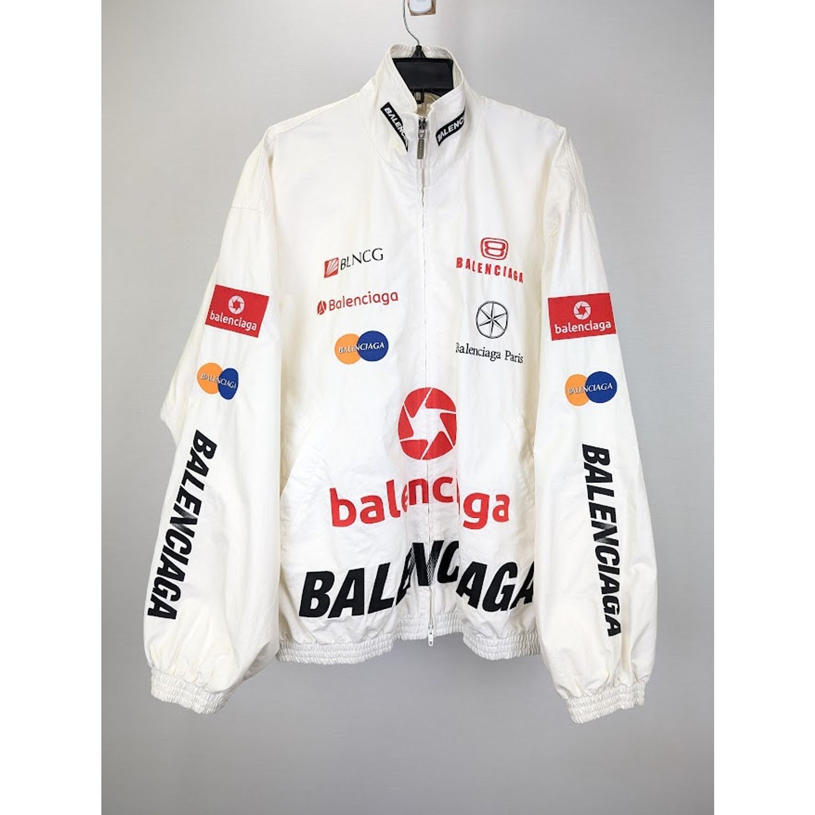 Balenciaga o1rshd1 Micro Cotton Canvas Top League Tracksuit Jacket Whit Size US XL / EU 56 / 4 - 1 Thumbnail
